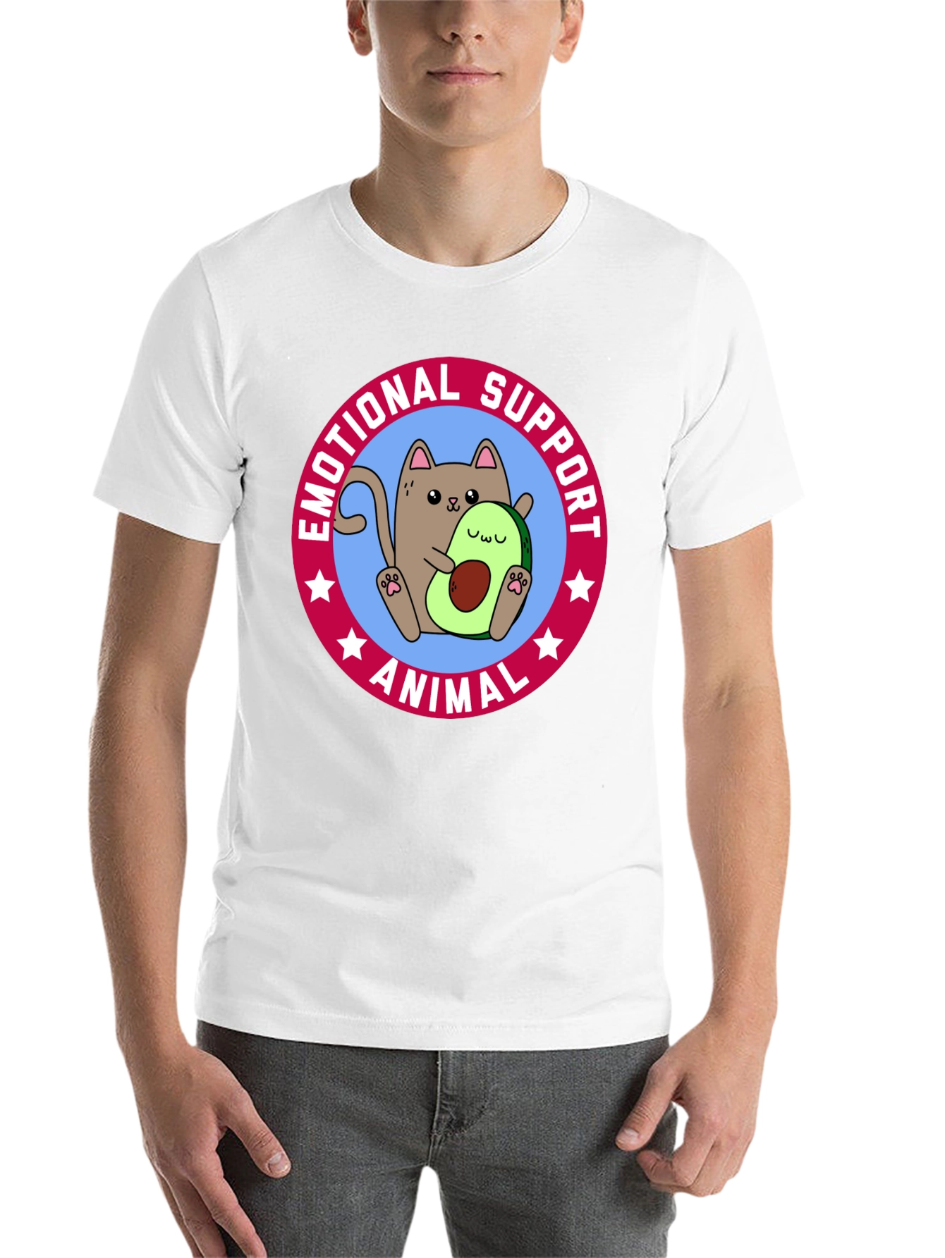 Black Emotional Support Animal T-Shirt - Cat & Avocado view 14