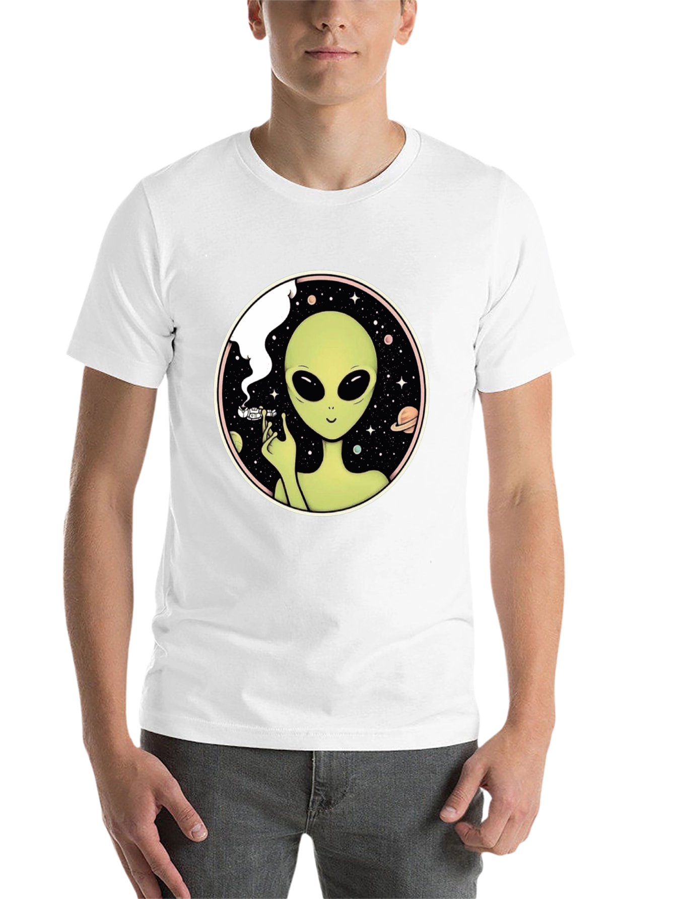 Black Alien Smoking Weed T-Shirt - Black view 14