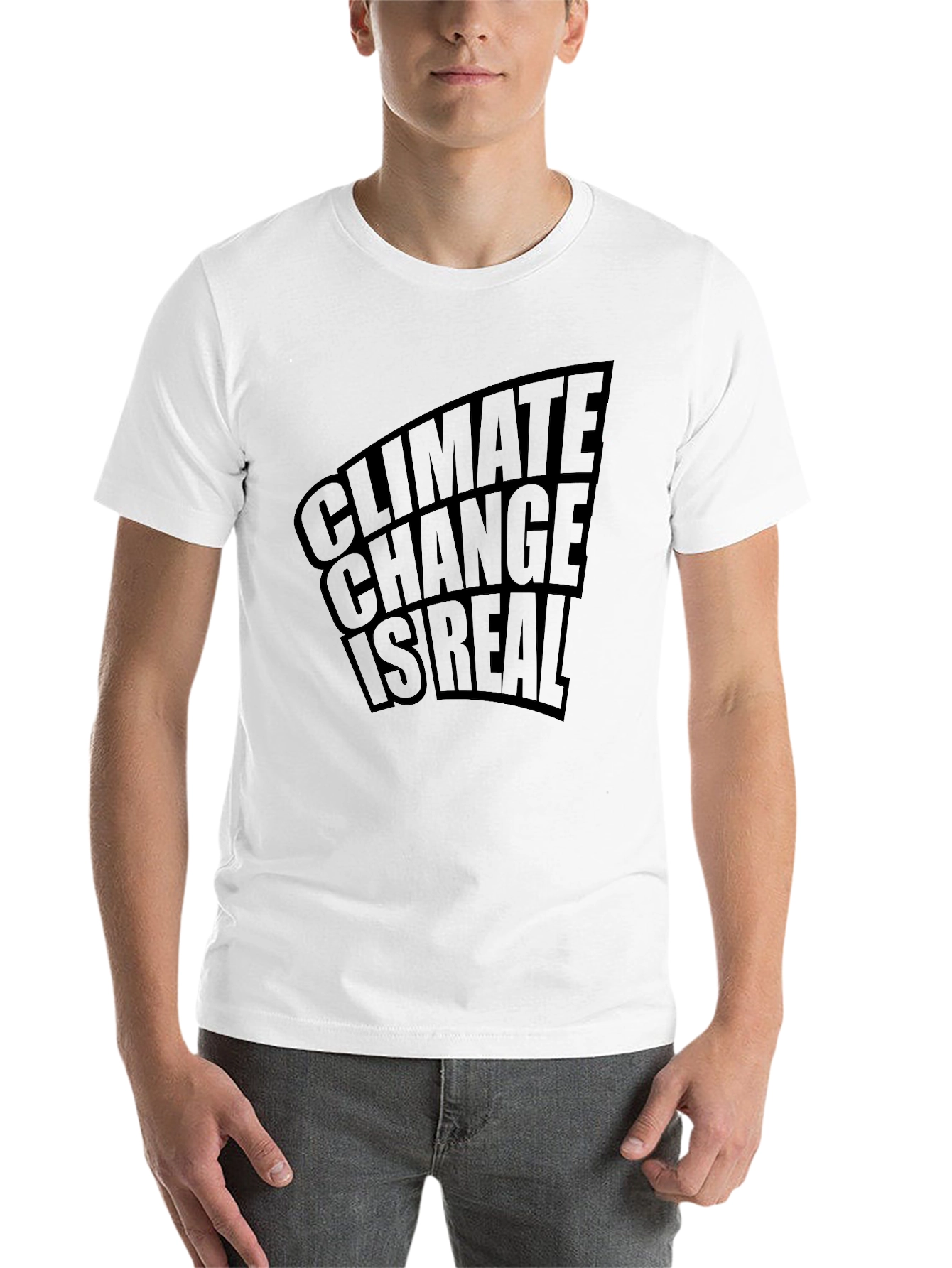 Black Climate Change is Real T-Shirt - Mens Eco-Friendly Tee view 14