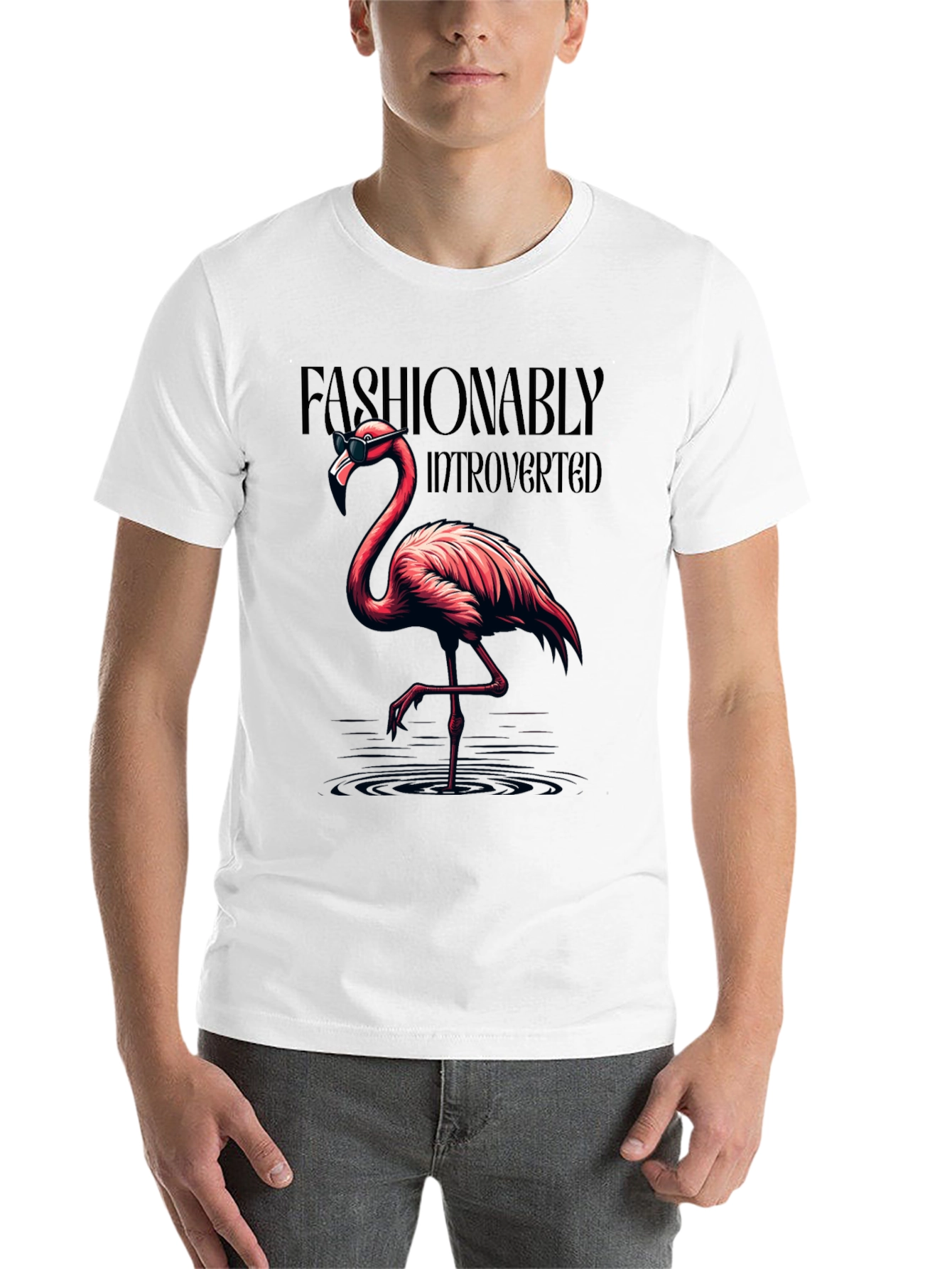 Black Fashionably Introverted Flamingo T-Shirt view 14
