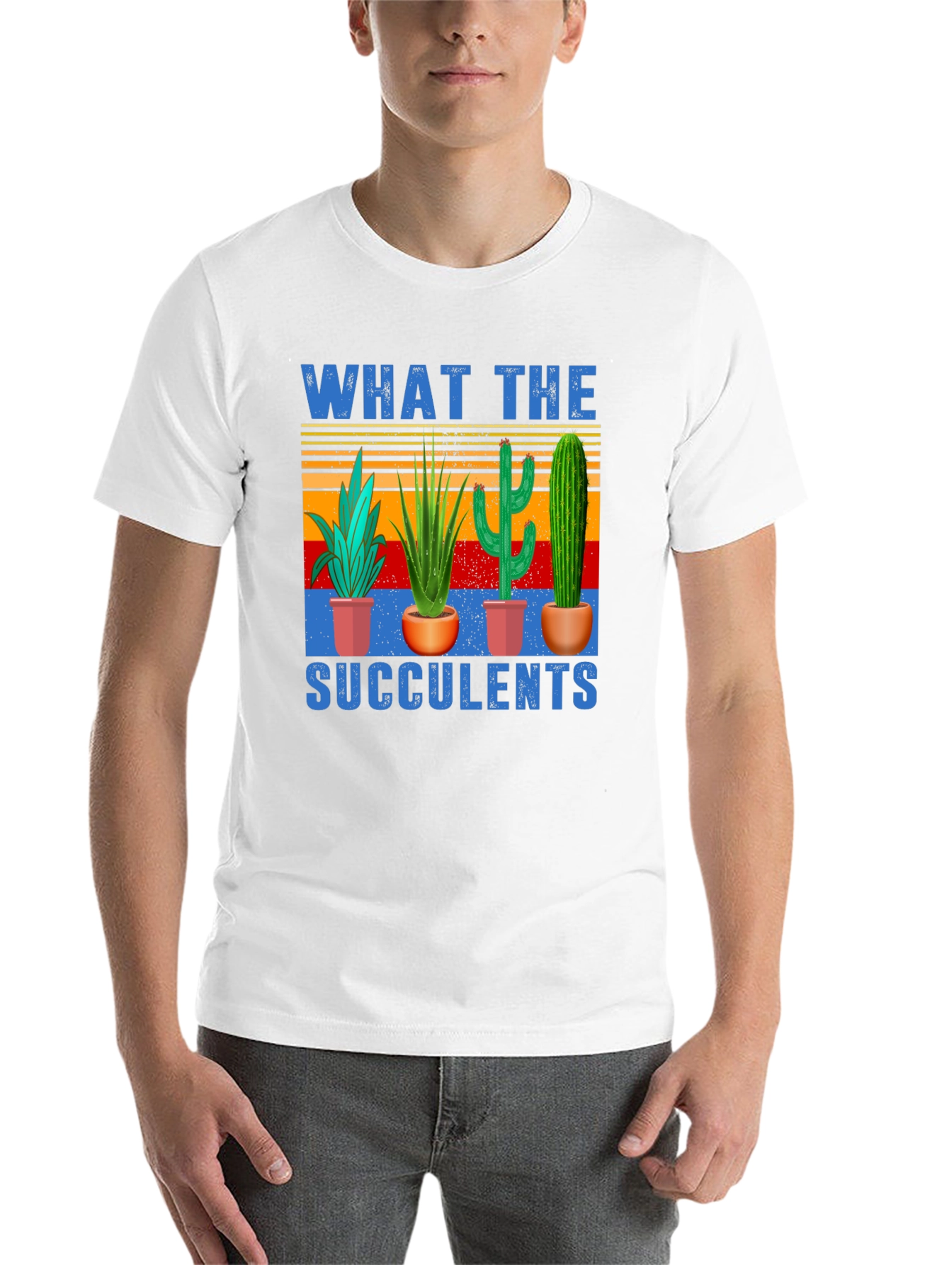 Black What The Succulents T-Shirt | Novelty Graphic Tee view 14