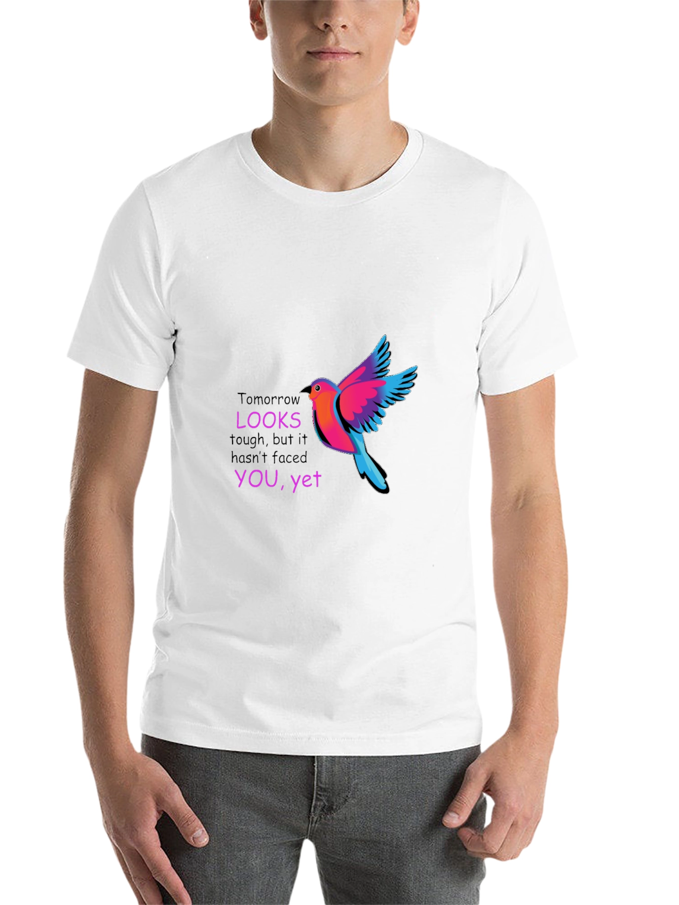 Black Motivational Bird Graphic Black T-Shirt view 14