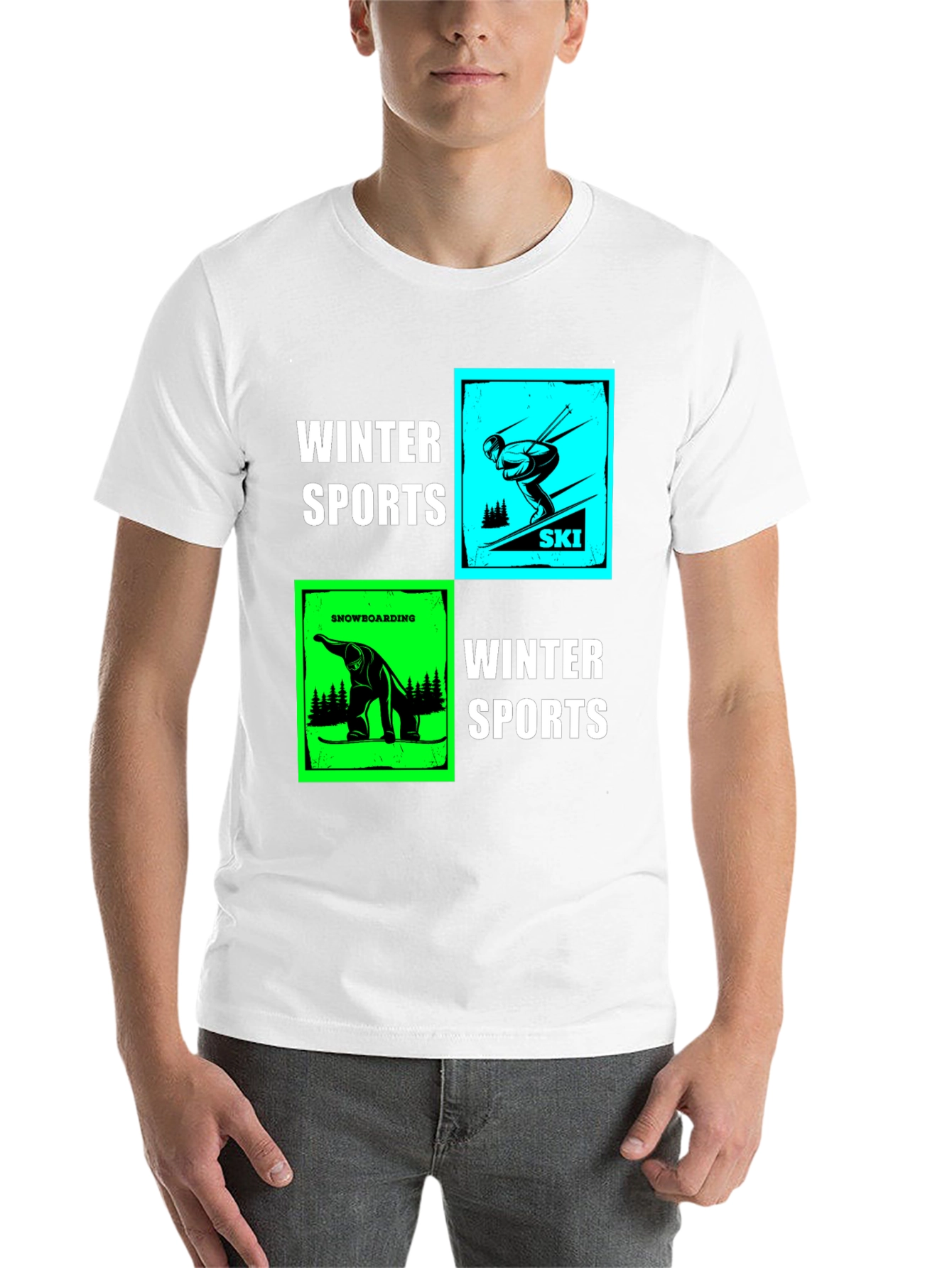Black Winter Sports Graphic T-Shirt - Skiing & Snowboarding view 14