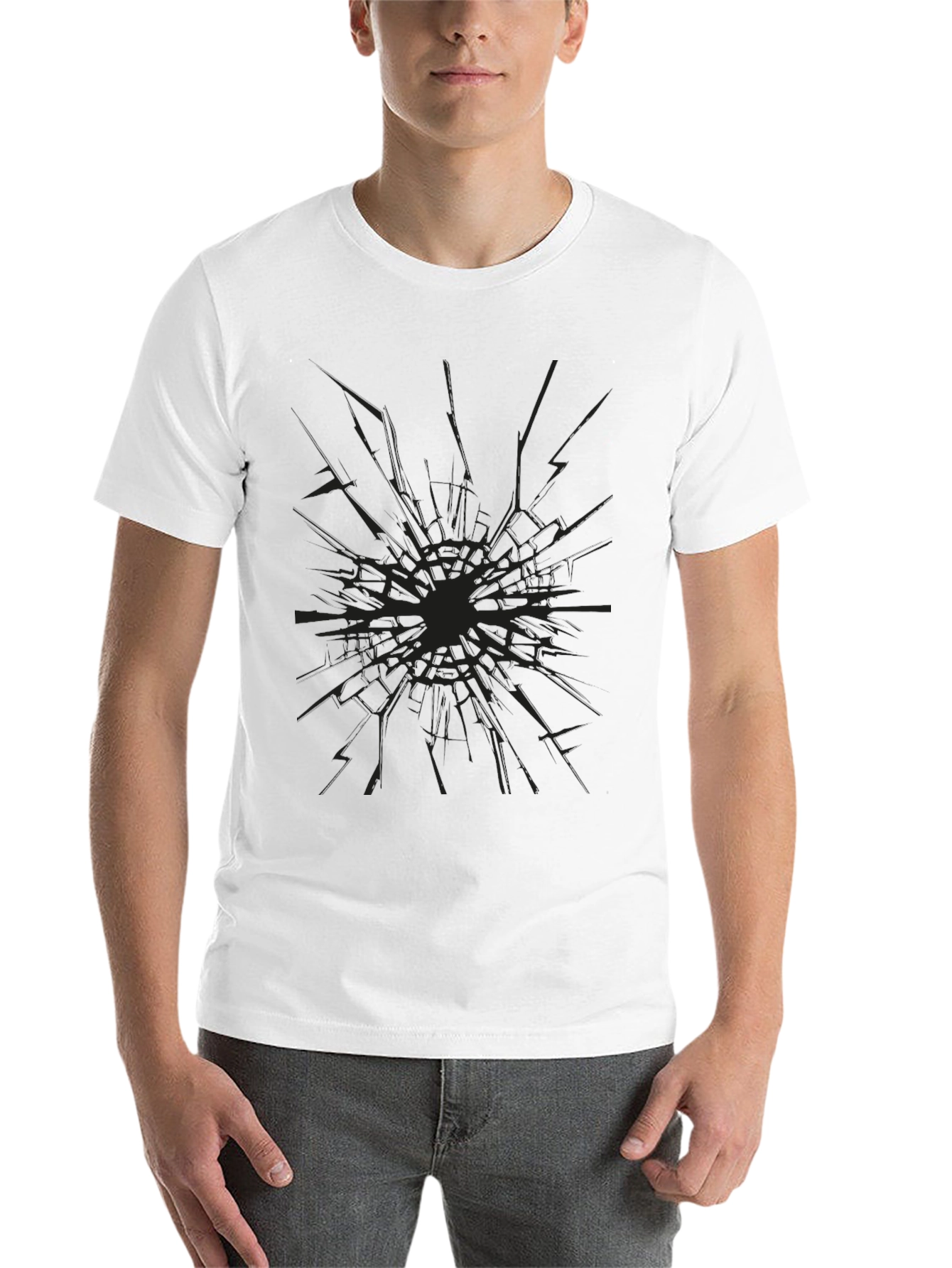 Black Cracked Glass Graphic Black T-Shirt view 14