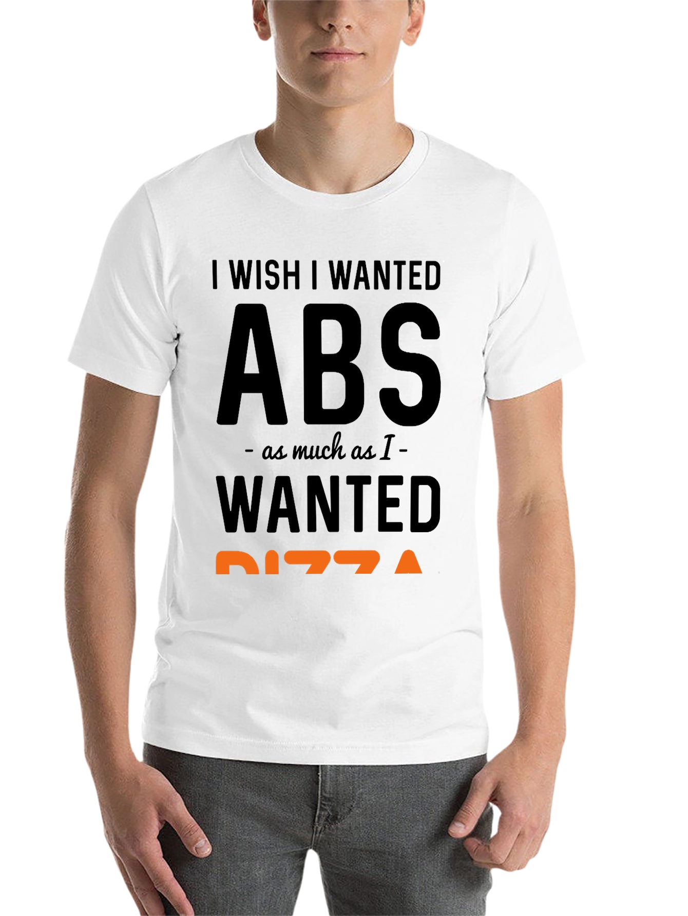 Black I Wish I Wanted Abs Pizza Funny T-Shirt view 14