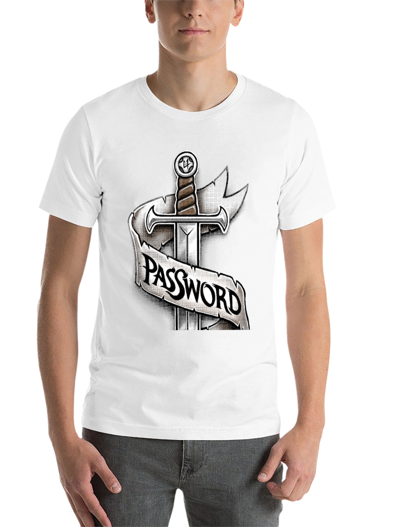Black Password Sword Graphic Tee - Secure Style view 14
