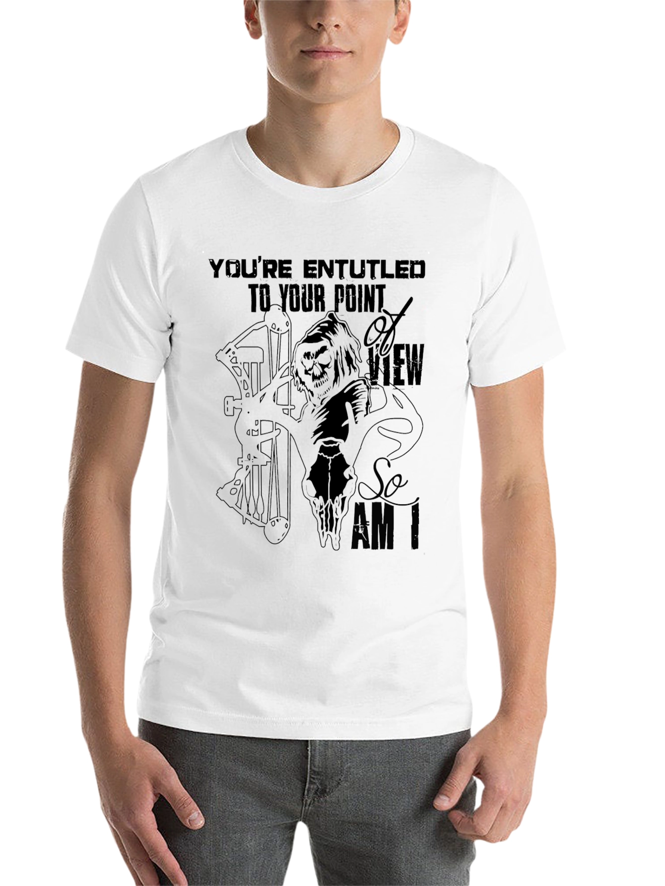 Black Grim Reaper Bow Hunting T-Shirt for Outdoor Enthusiasts view 14