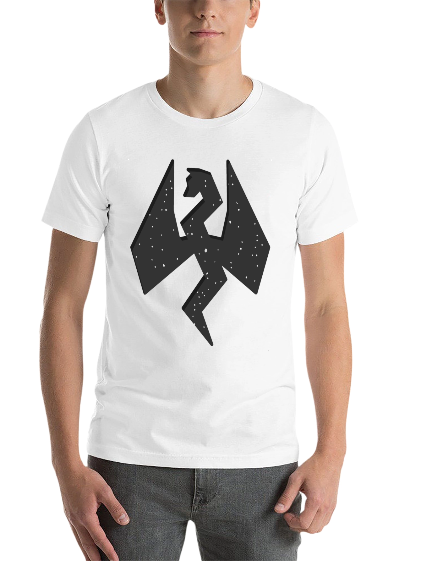 Black Men's Black Graphic Tee - Dragon Design view 14