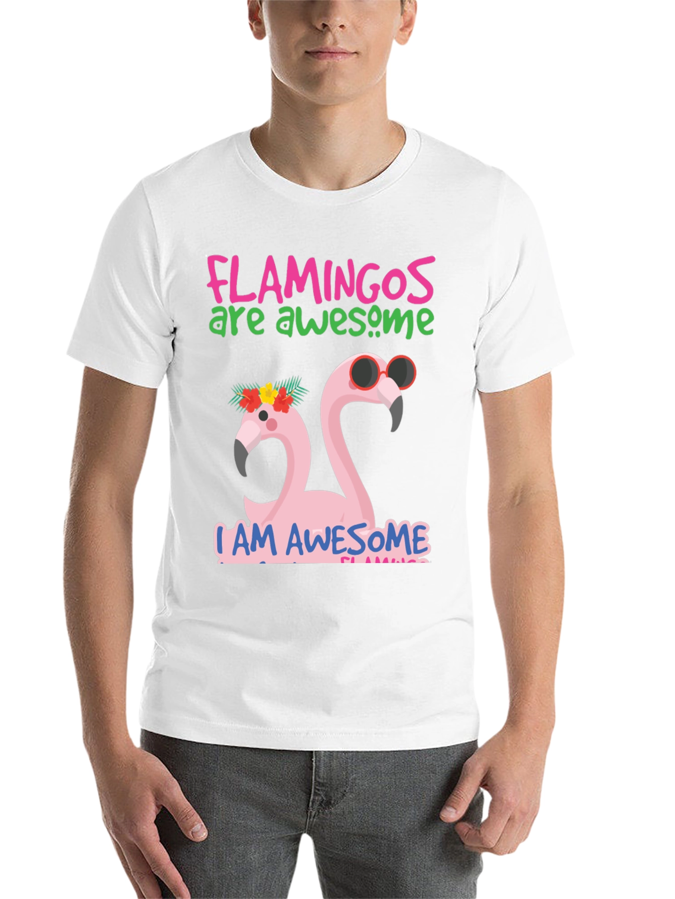 Black Awesome Flamingo Graphic T-Shirt view 14