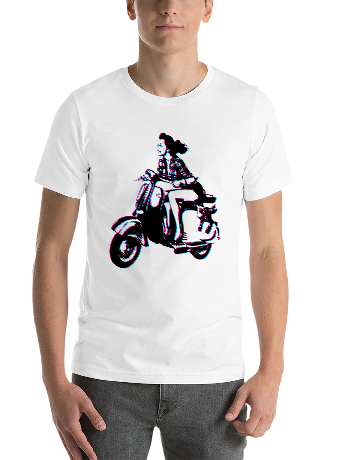 Black Retro Woman on Scooter Graphic Tee - Black view 14