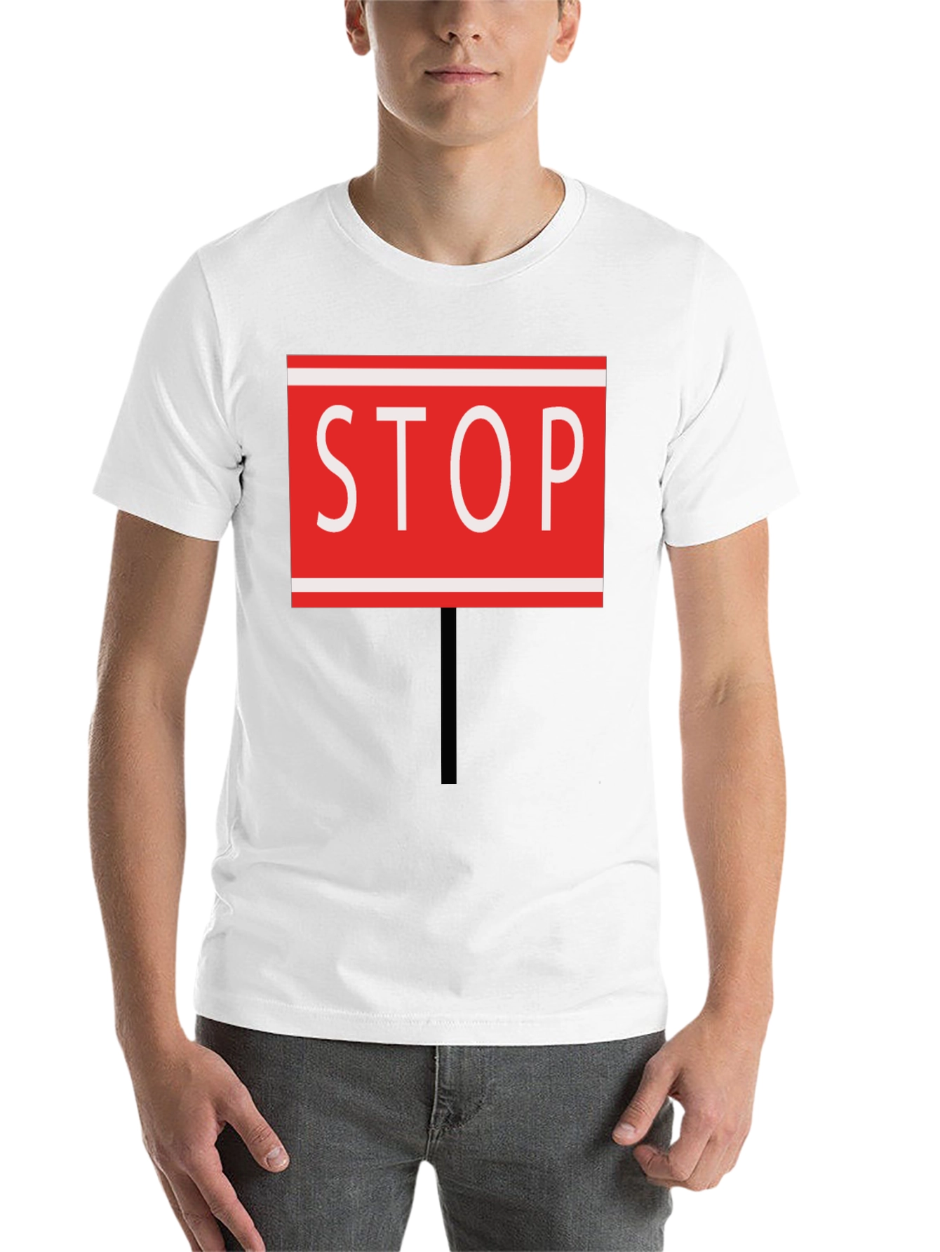 Black Stop Sign Graphic Tee - Black Cotton Blend view 14