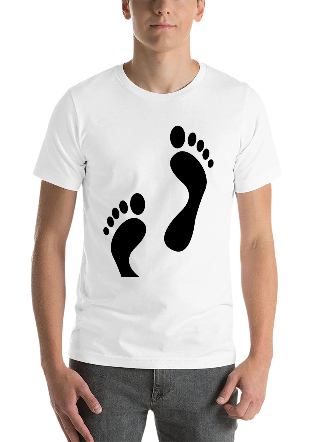Black Footprint Black T-Shirt - Fun Casual Tee view 14