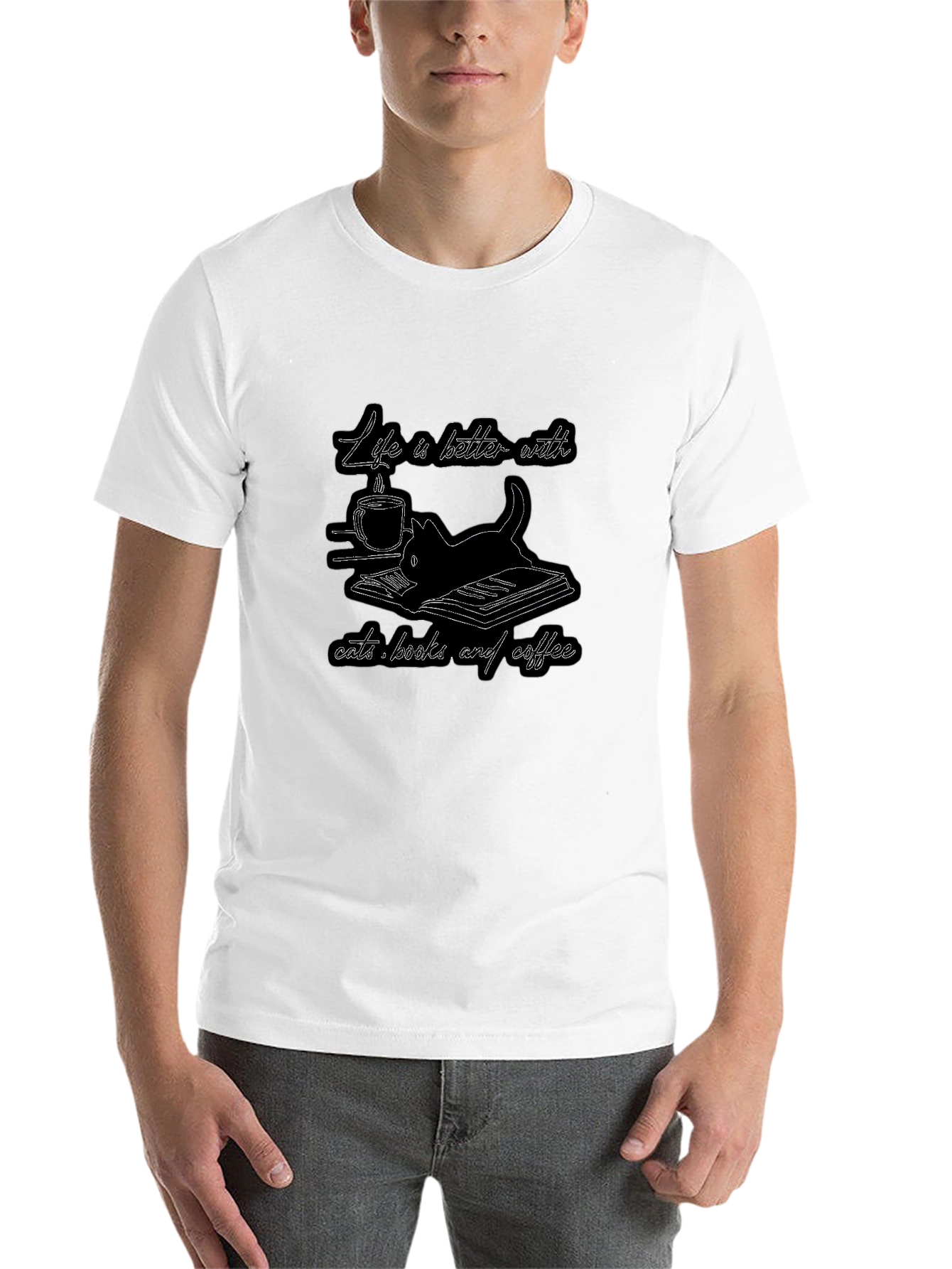 Black Life is Better with Cats, Books, and Coffee T-Shirt view 14