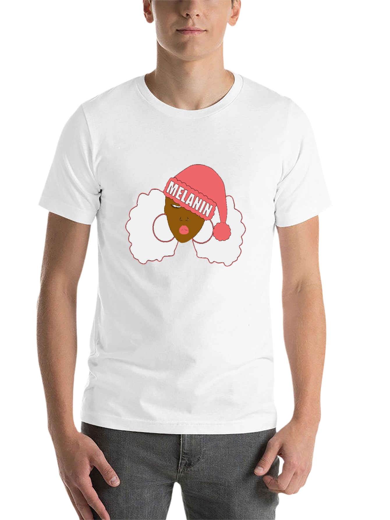 Black Melanin Santa Hat Black Graphic Tee view 14