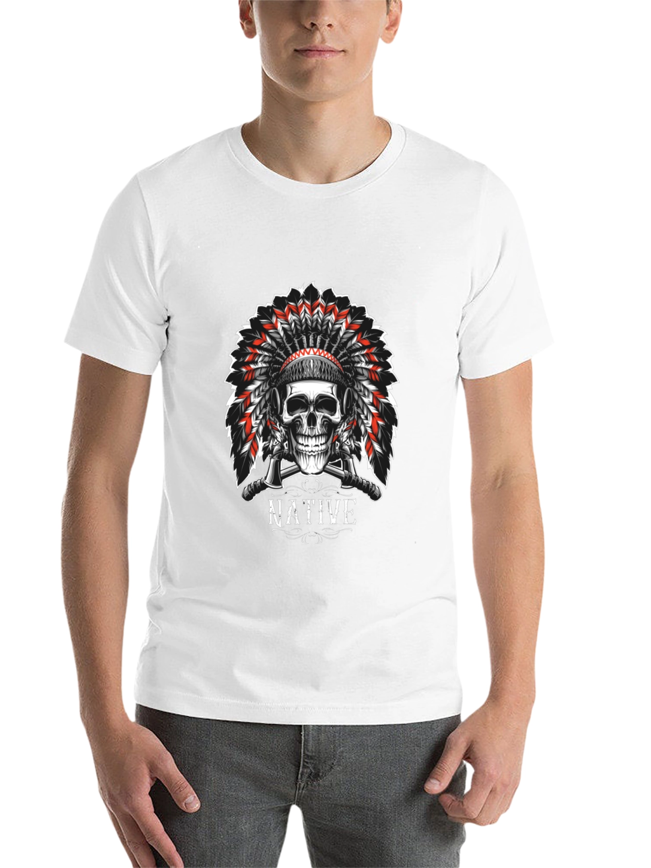 Black Native Skull Graphic Tee - Black view 14
