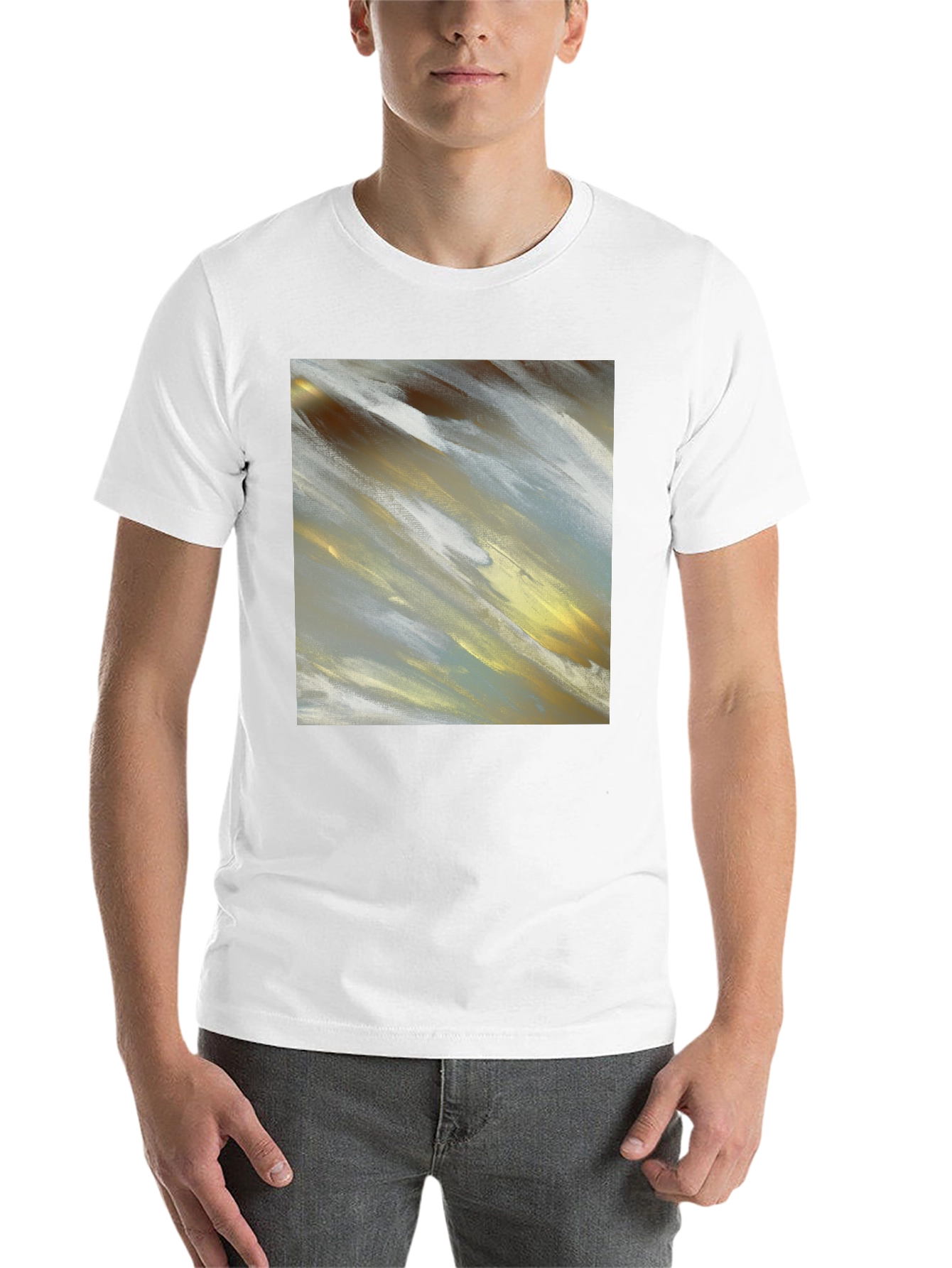 Black Abstract Art T-Shirt - Modern Brushstroke Design view 14