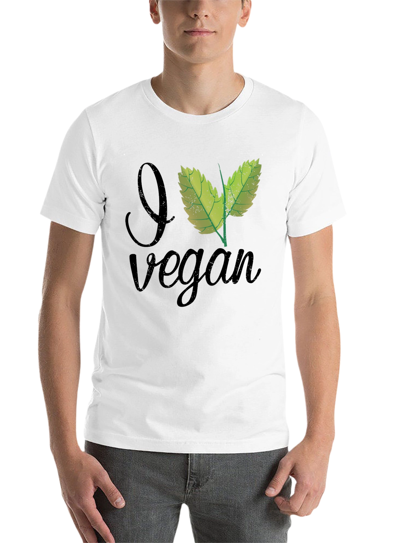 Black I Leaf Vegan T-Shirt - Black, Crew Neck view 14