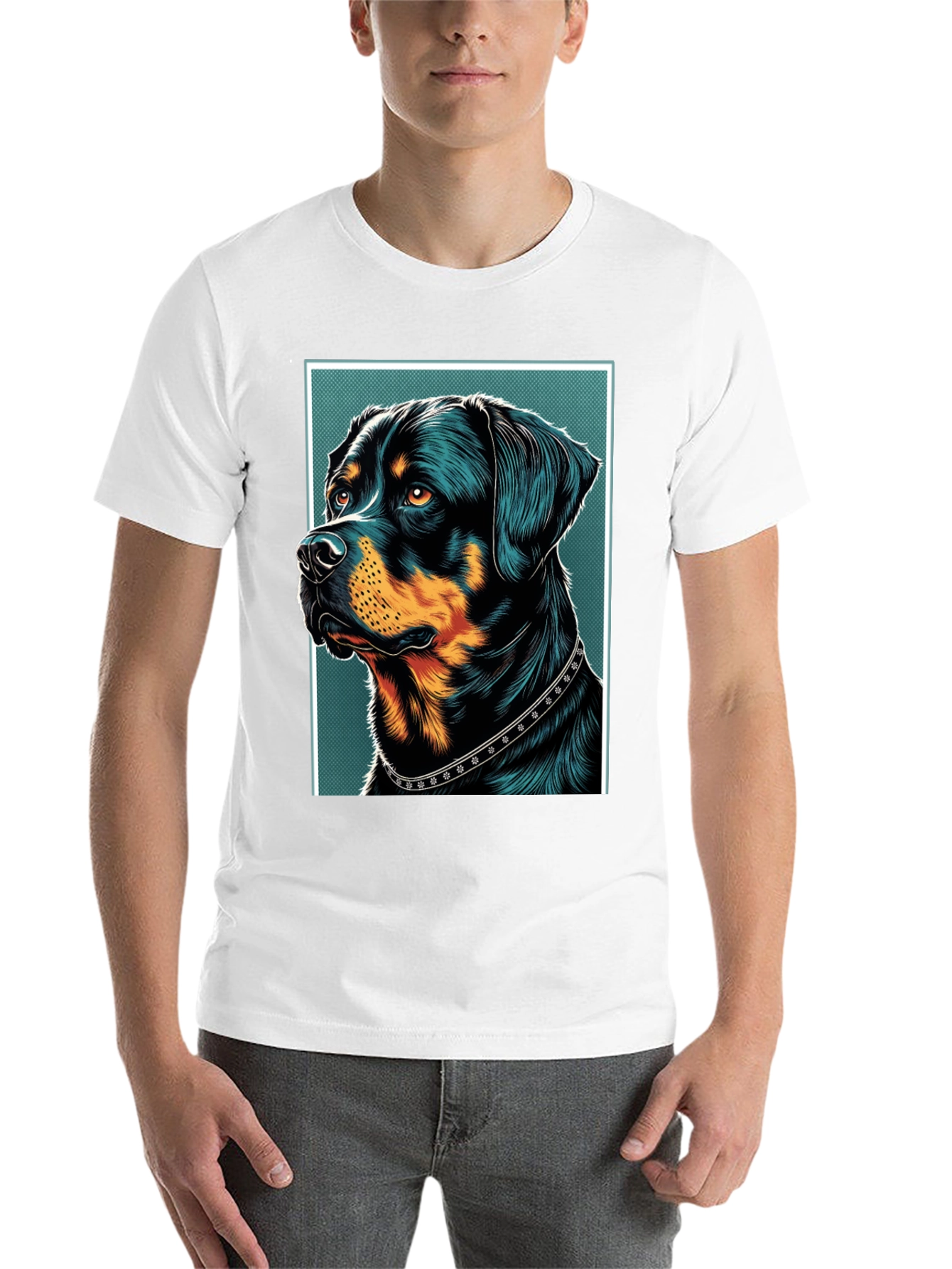 Black Rottweiler Graphic Print Black T-Shirt view 14