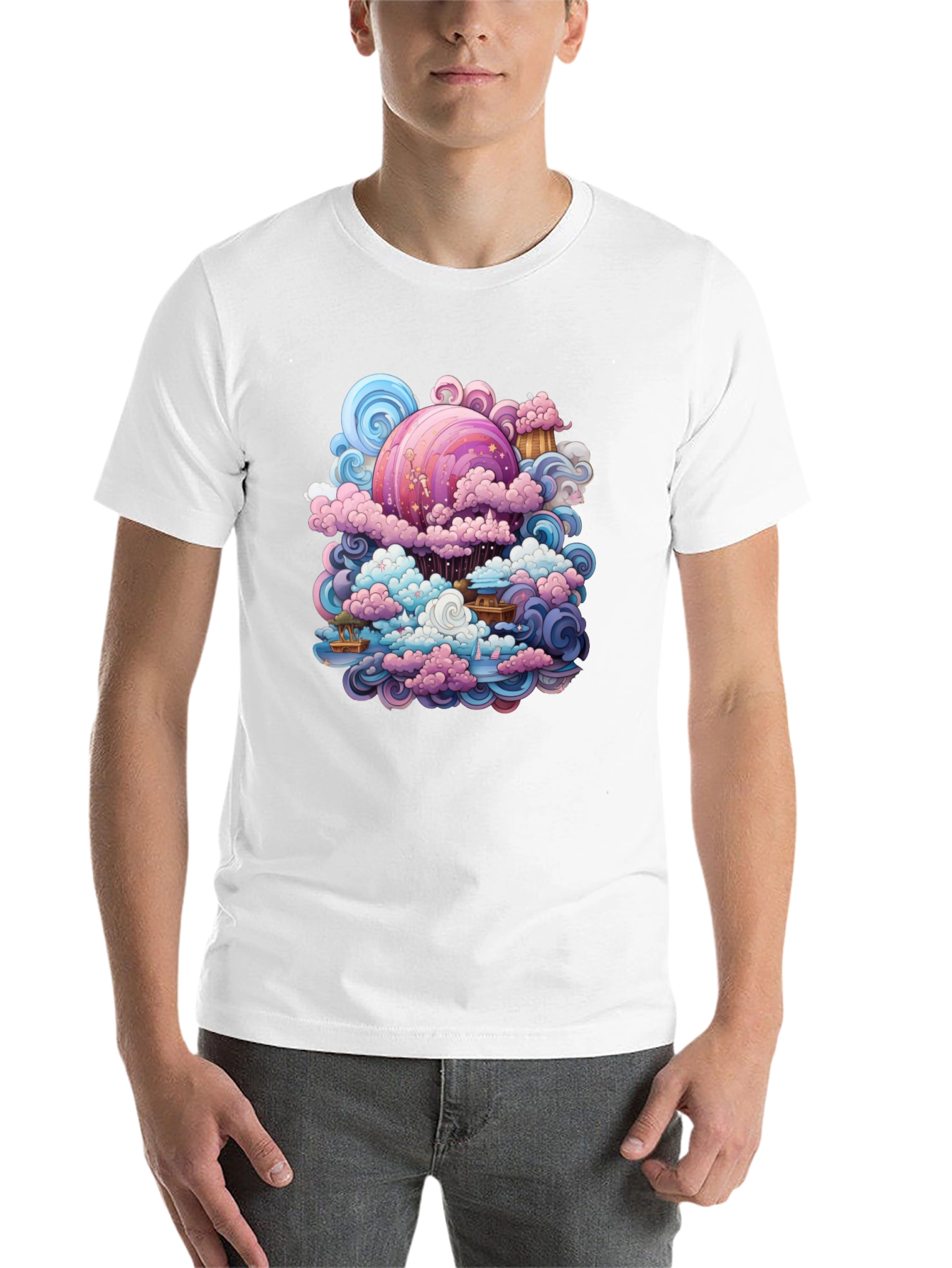 Black Whimsical Cloudscape Graphic Tee - Fantasy Design view 14