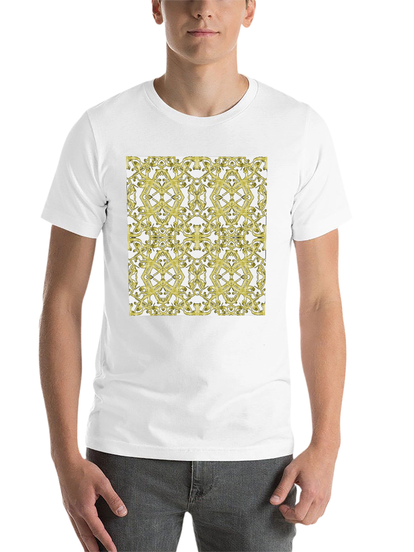 Black Gold Patterned Black T-Shirt view 14