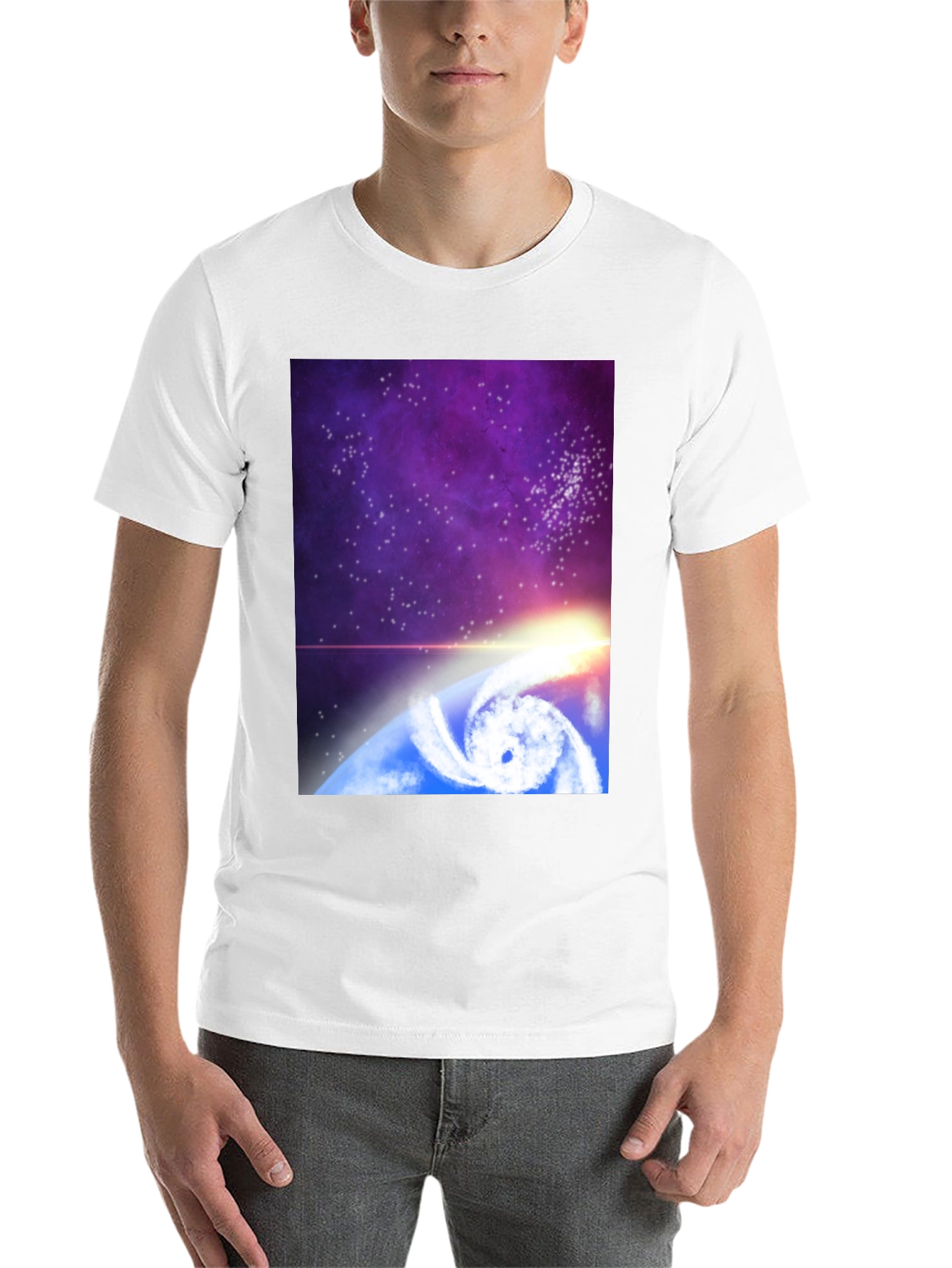 Black Cosmic Hurricane Graphic Tee - Black Cotton Blend view 14