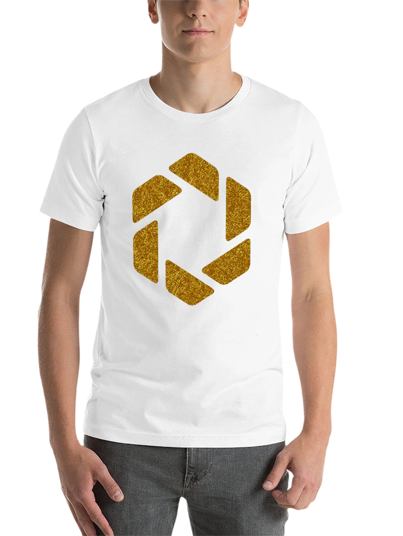 Geometric Gold Aperture Graphic Tee - Black - 14