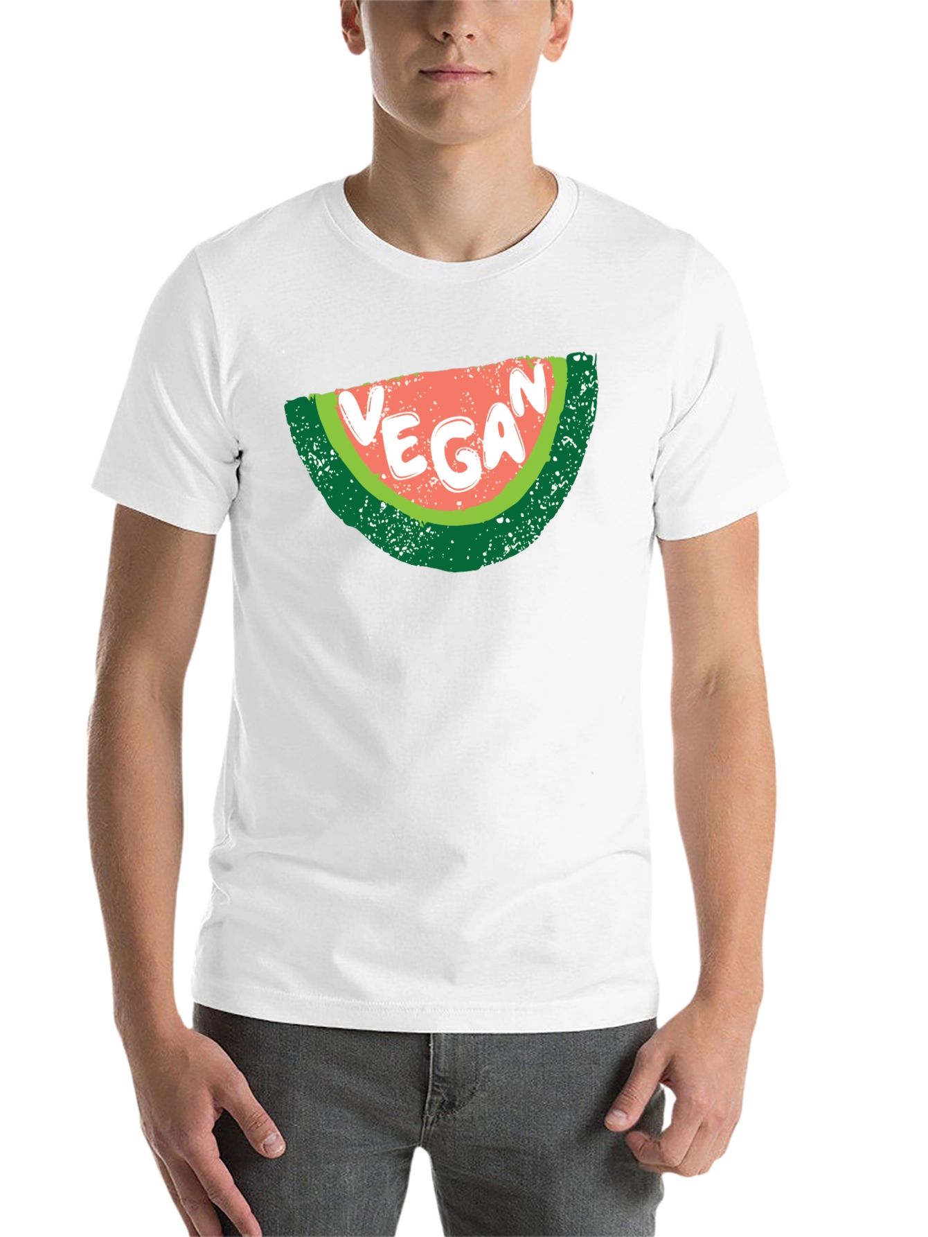 Black Vegan Watermelon Graphic T-Shirt - Unisex Black Tee view 14