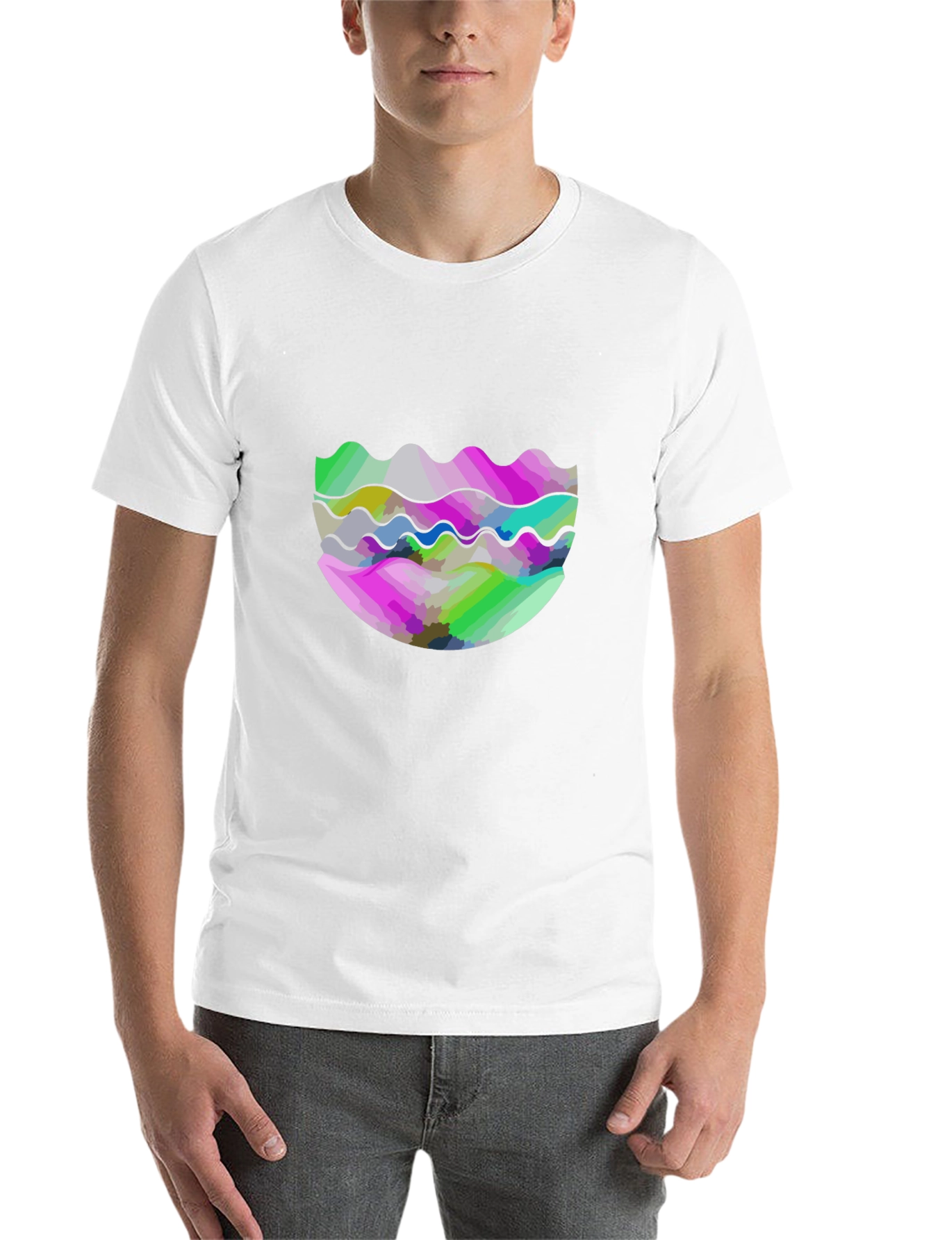 Black Abstract Wave Graphic Tee - Modern Design view 14