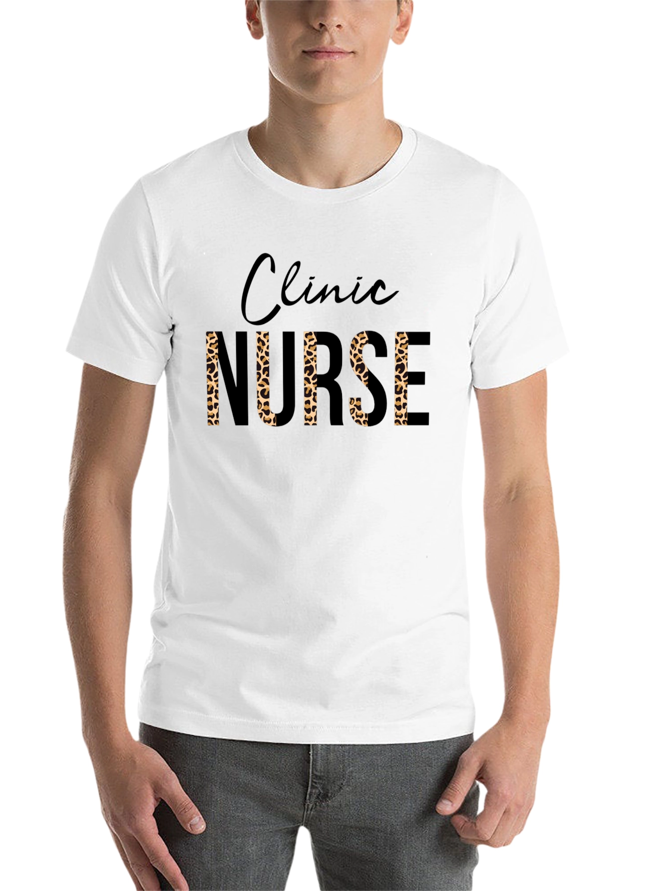 Black Clinic Nurse Leopard Print T-Shirt view 14