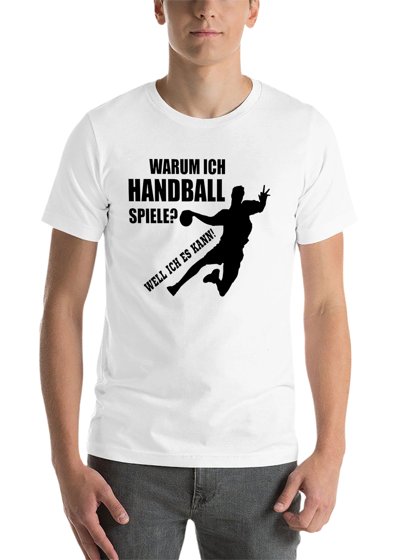 Black Handball Player Graphic T-Shirt - Fun German Slogan Tee view 14