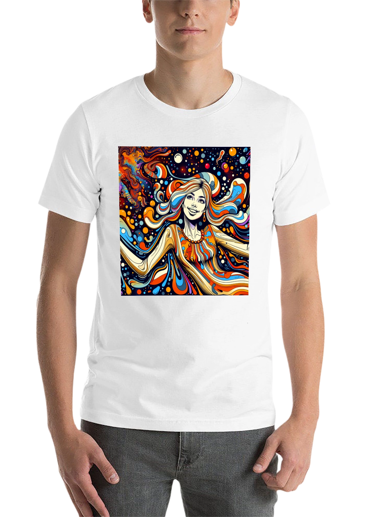 Black Psychedelic Art Tee: Vibrant Retro Style view 14
