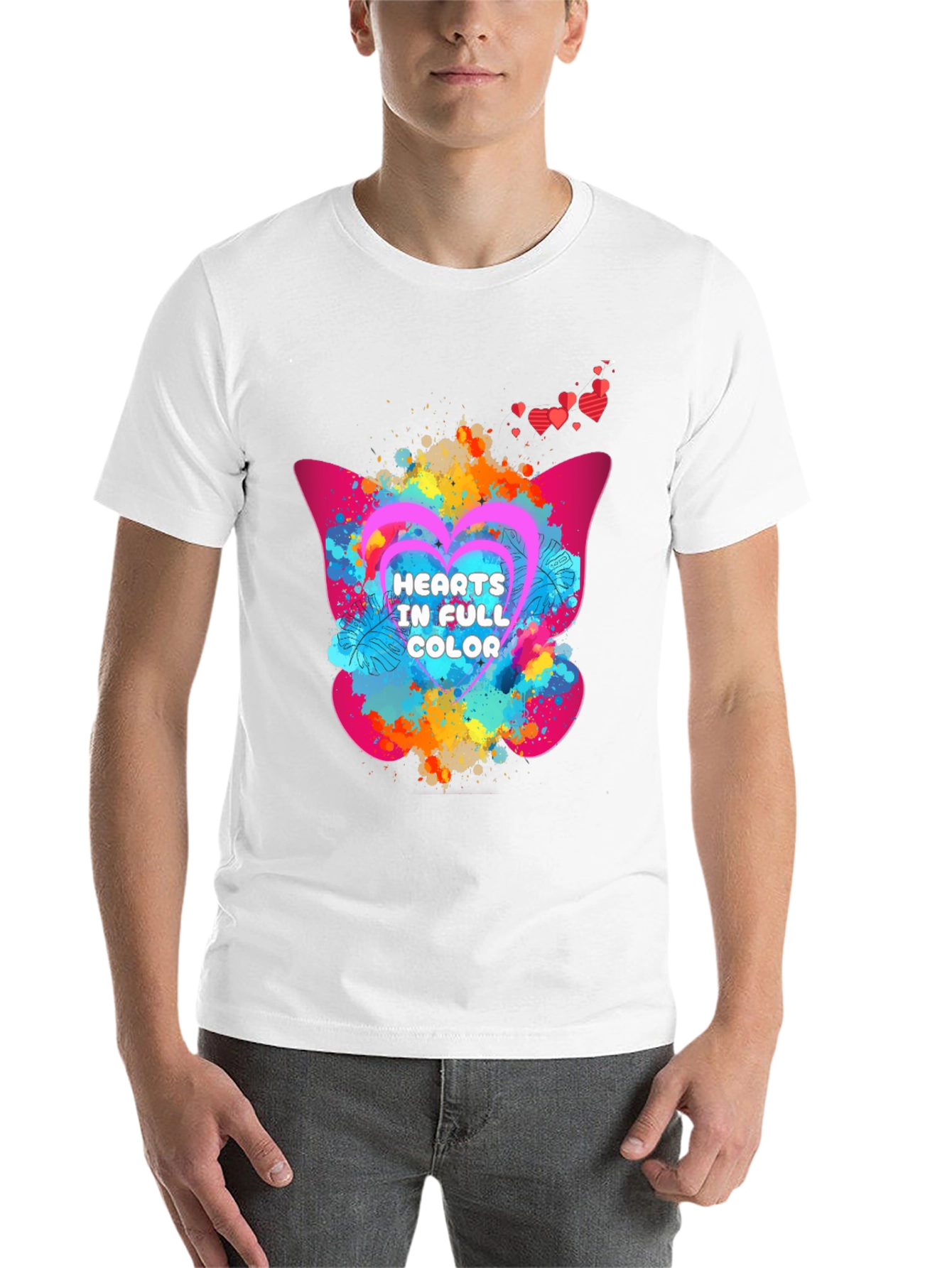 Black Hearts in Full Color Graphic T-Shirt view 14
