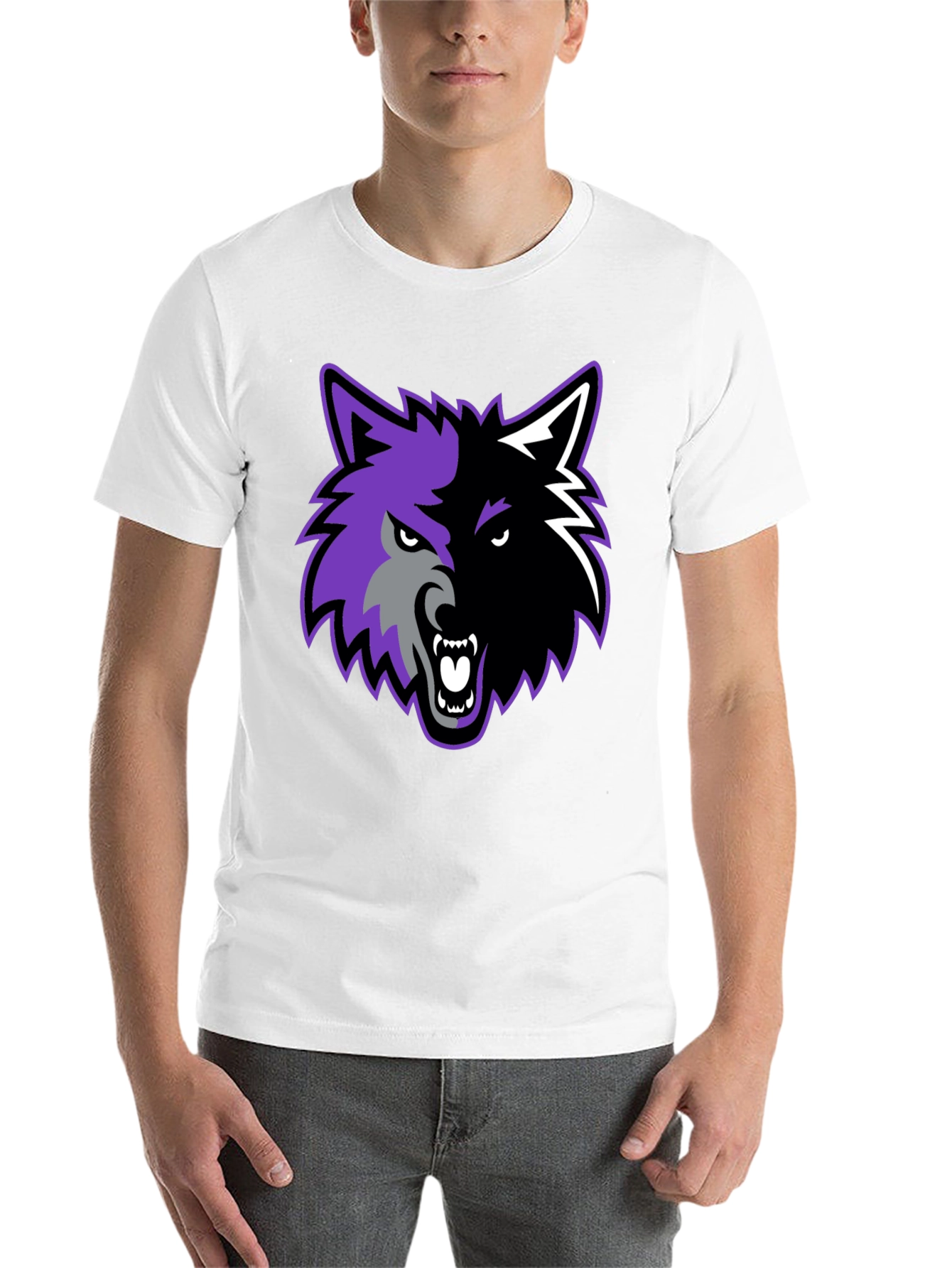Black Two-Tone Wolf Graphic Tee view 14