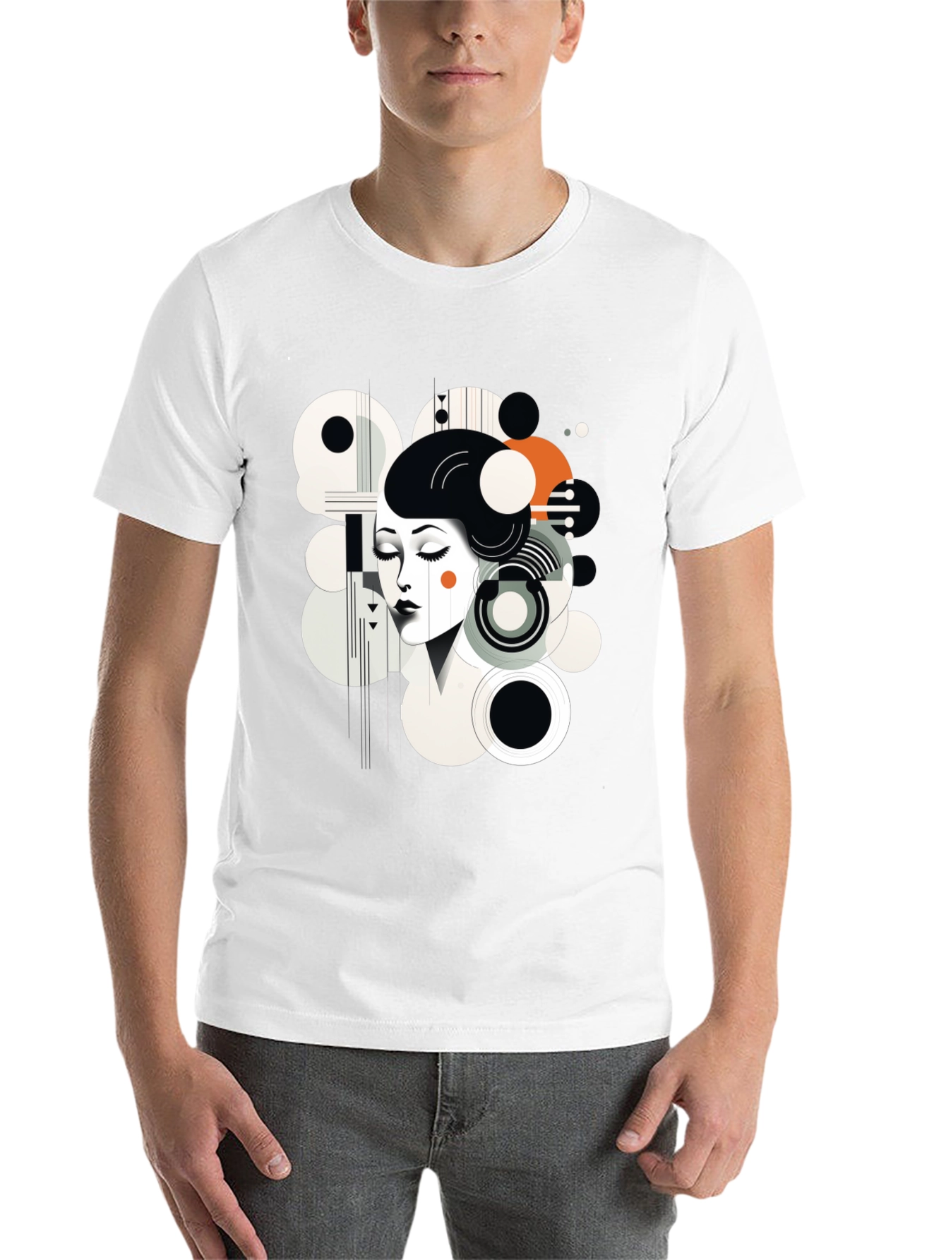 Black Abstract Woman Graphic Black Tee view 14
