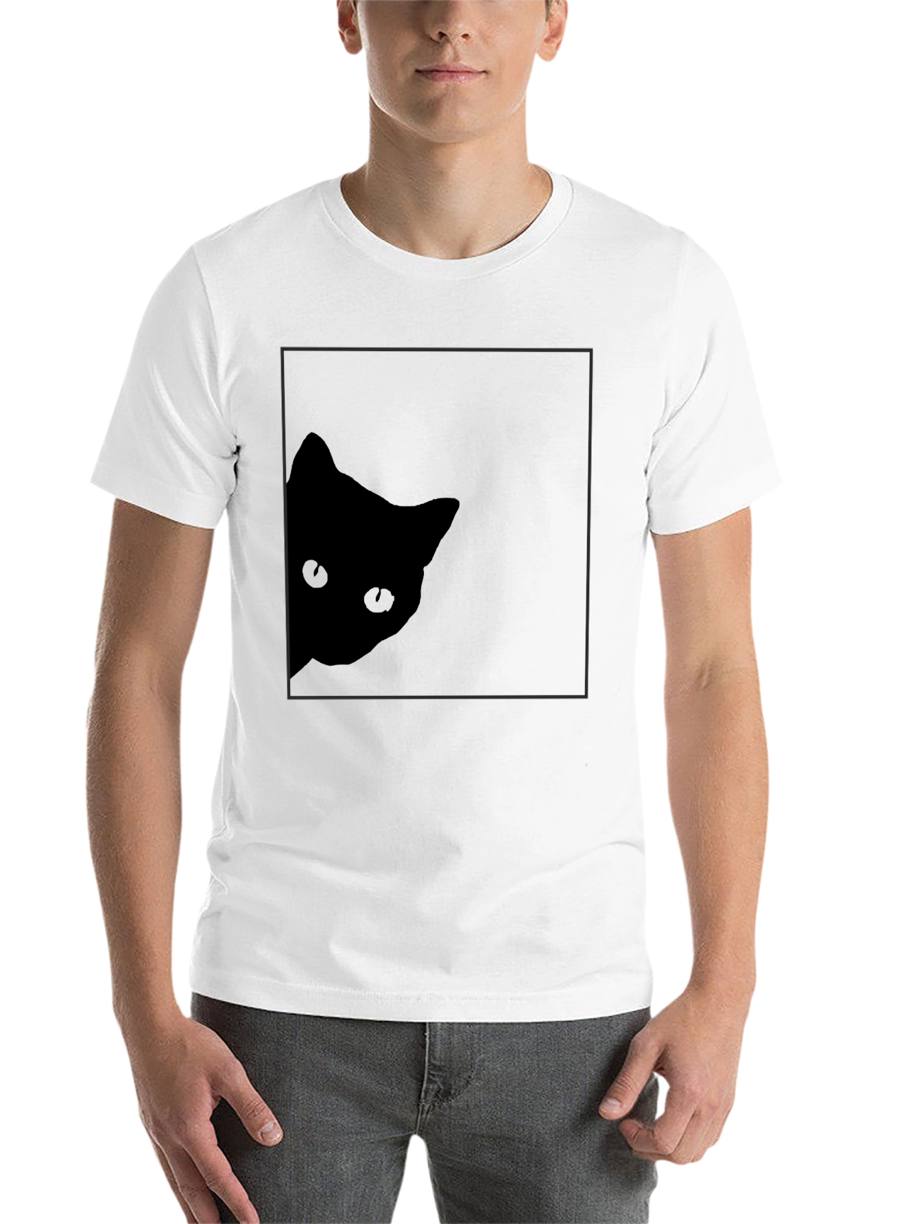 Black Stealthy Cat Black T-Shirt: Peek-a-Boo Style view 14