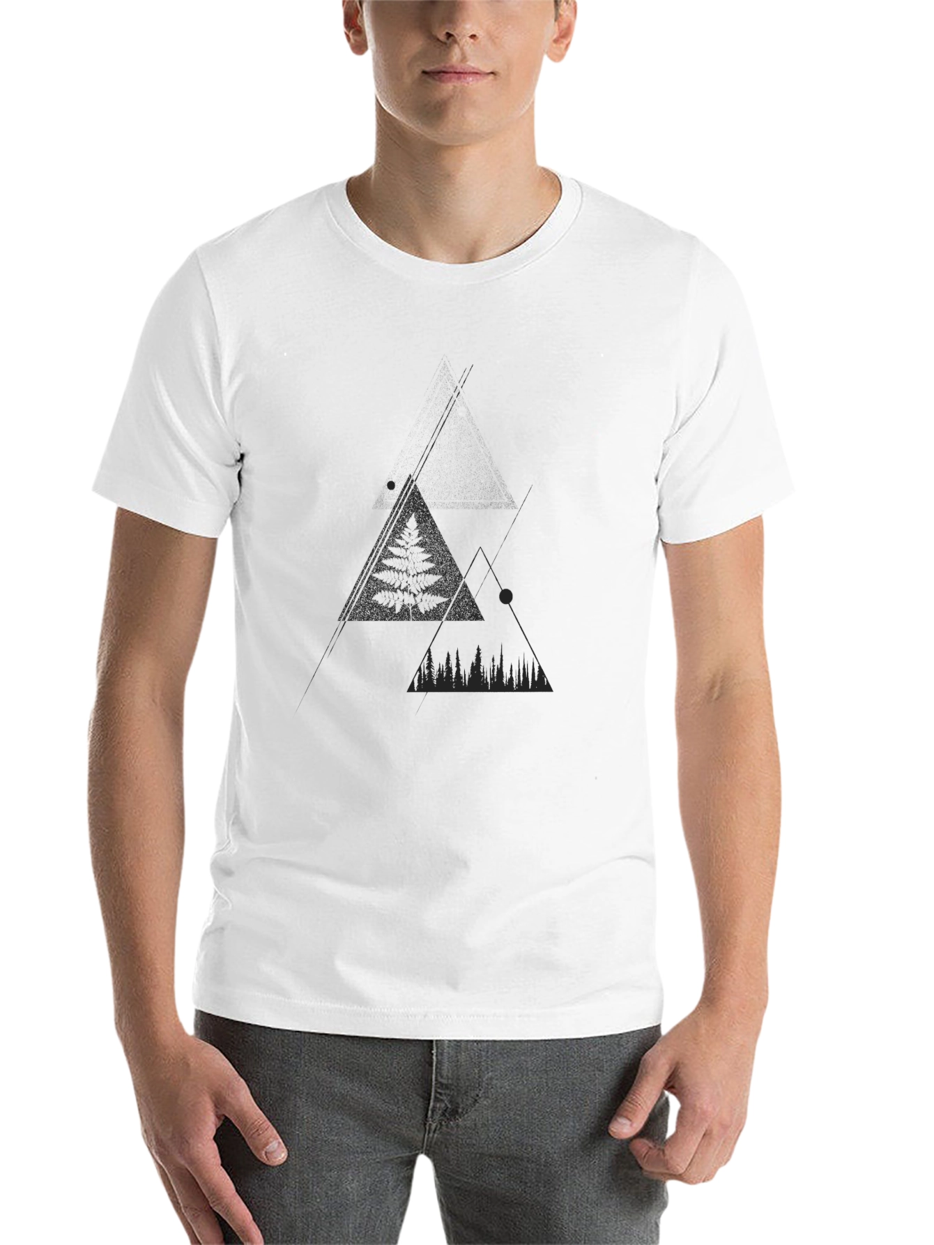 Black Abstract Mountain Scene Black Graphic Tee view 14