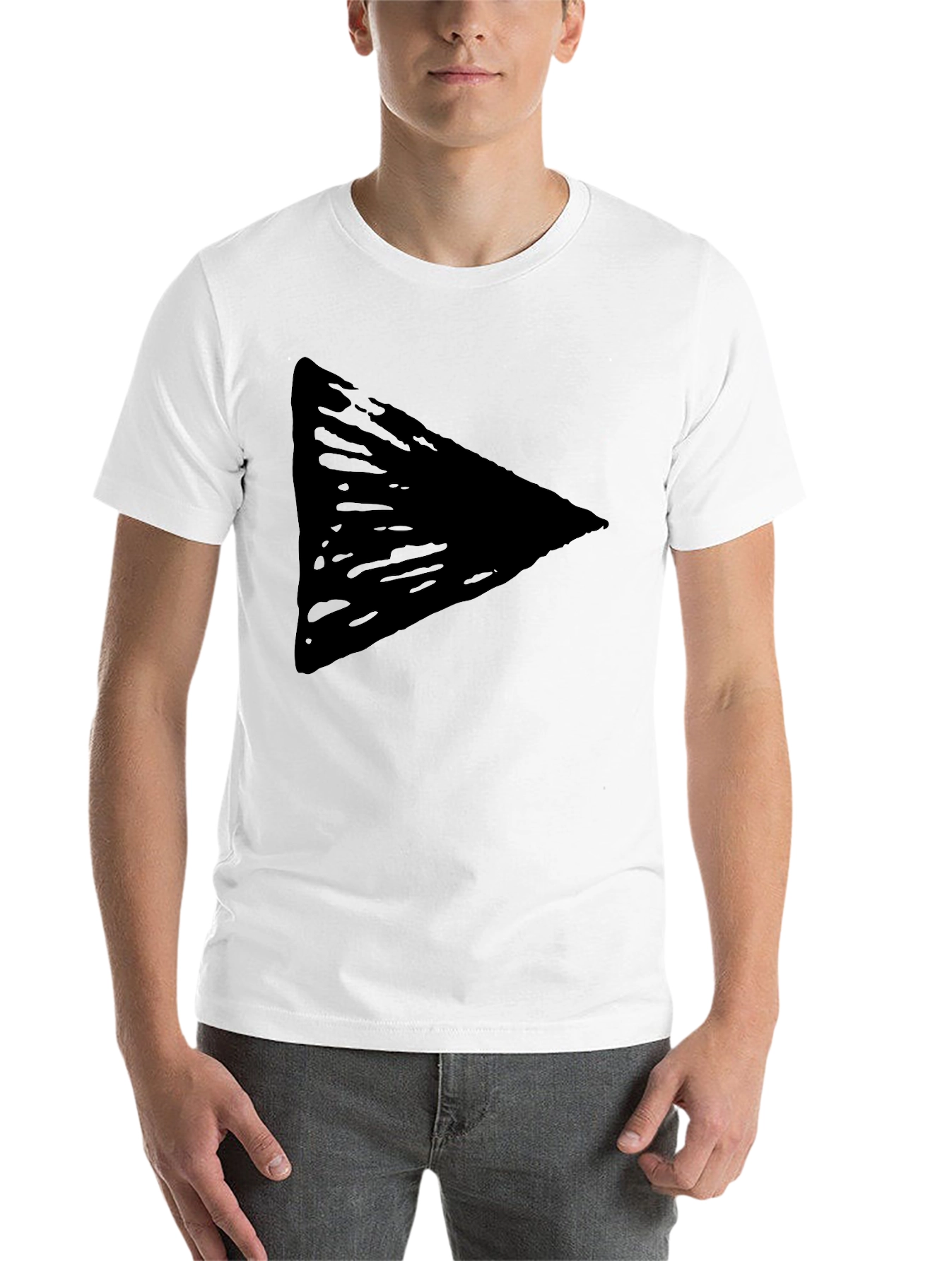 Black Men's Black Triangle Graphic Tee - Casual Style view 14
