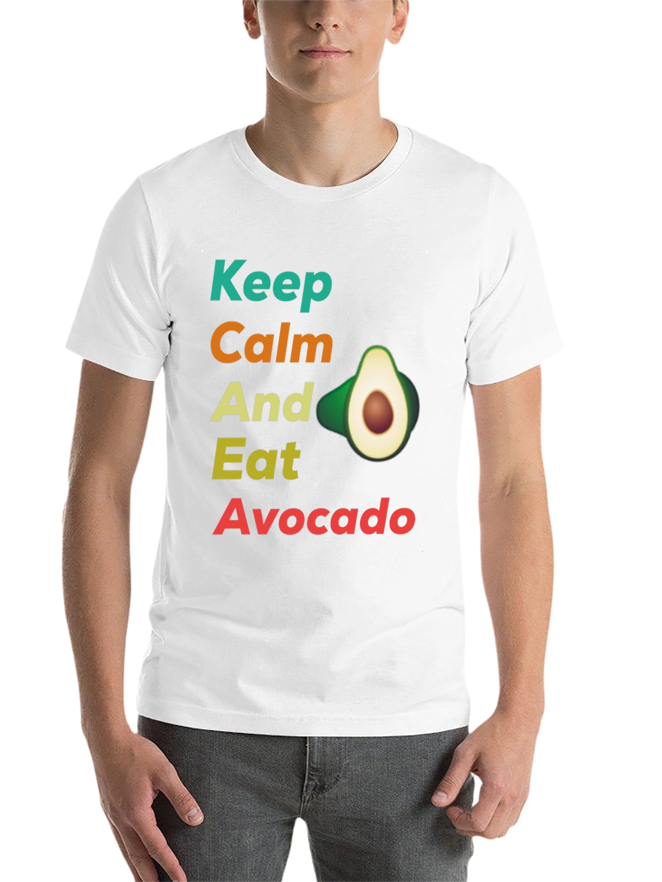 Black Keep Calm and Eat Avocado T-Shirt, Funny Avocado Lover Tee view 14