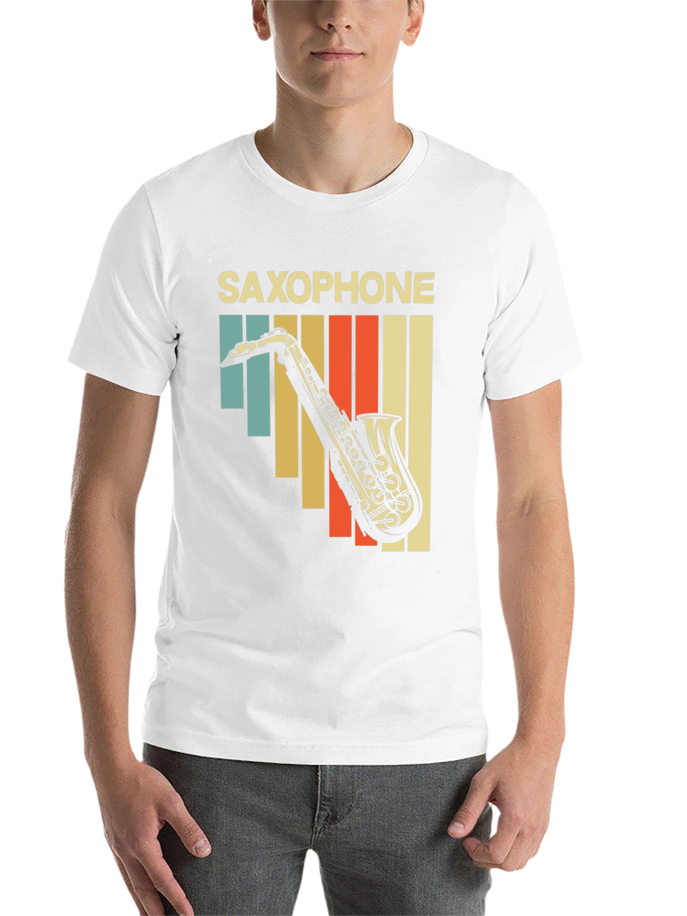 Black Retro Saxophone Graphic T-Shirt - Vintage Style Music Tee view 14