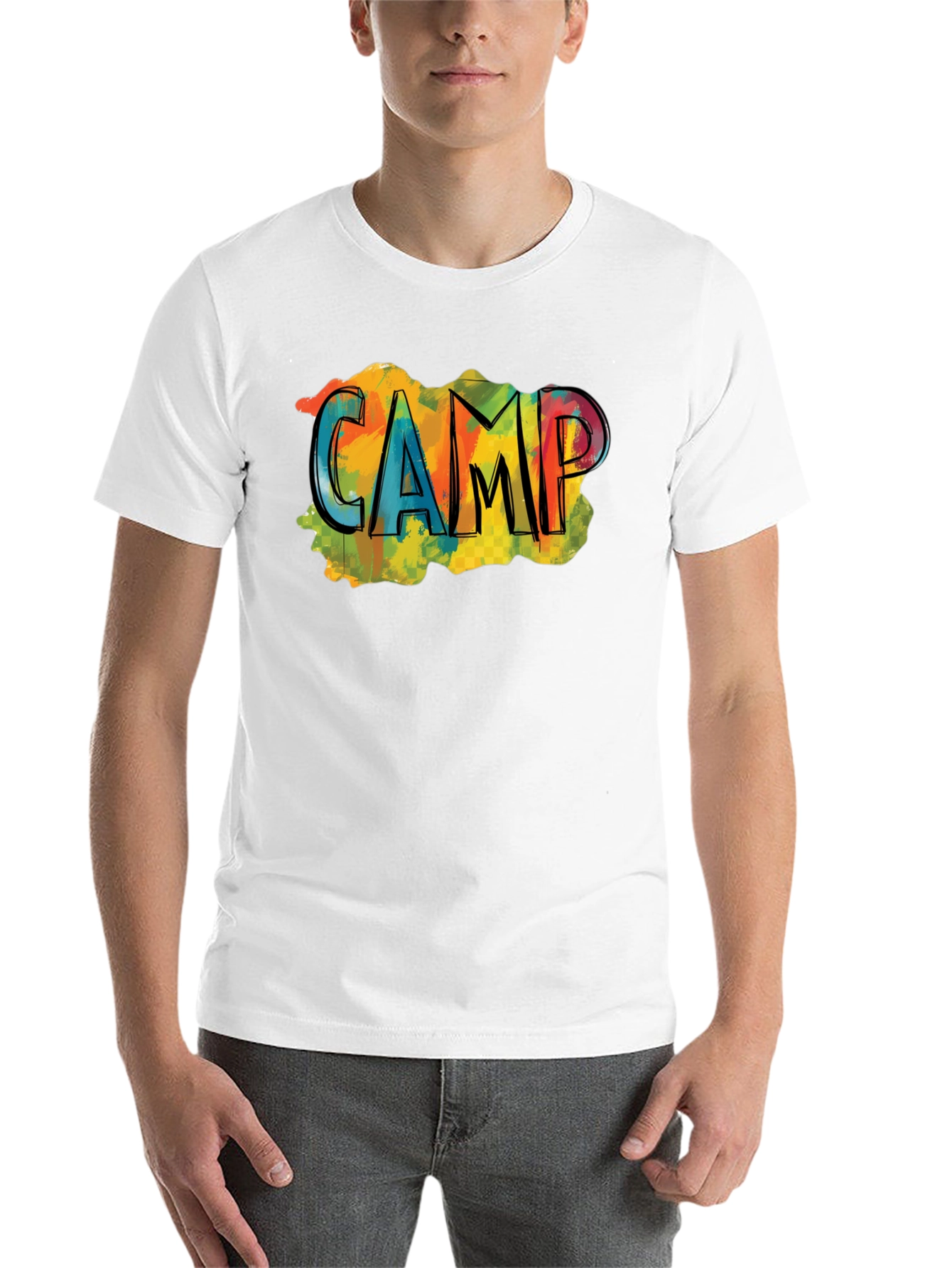 Black Colorful "CAMP" Graphic Black T-Shirt view 14