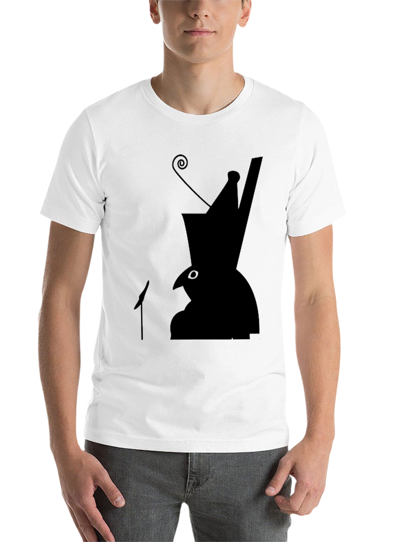 Black Silhouette Hat Bird T-Shirt view 14