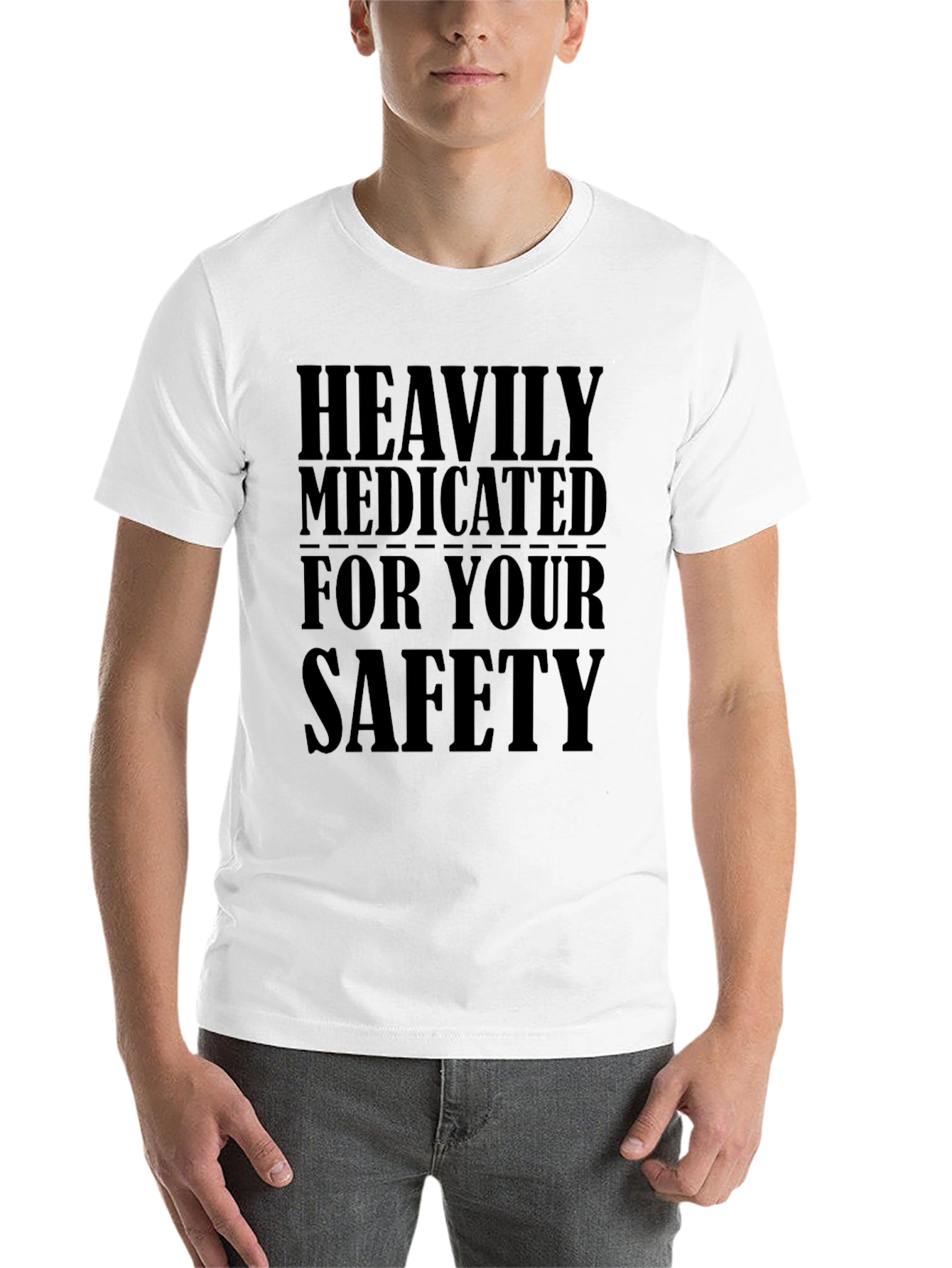 Black Heavily Medicated For Your Safety Funny T-Shirt view 14