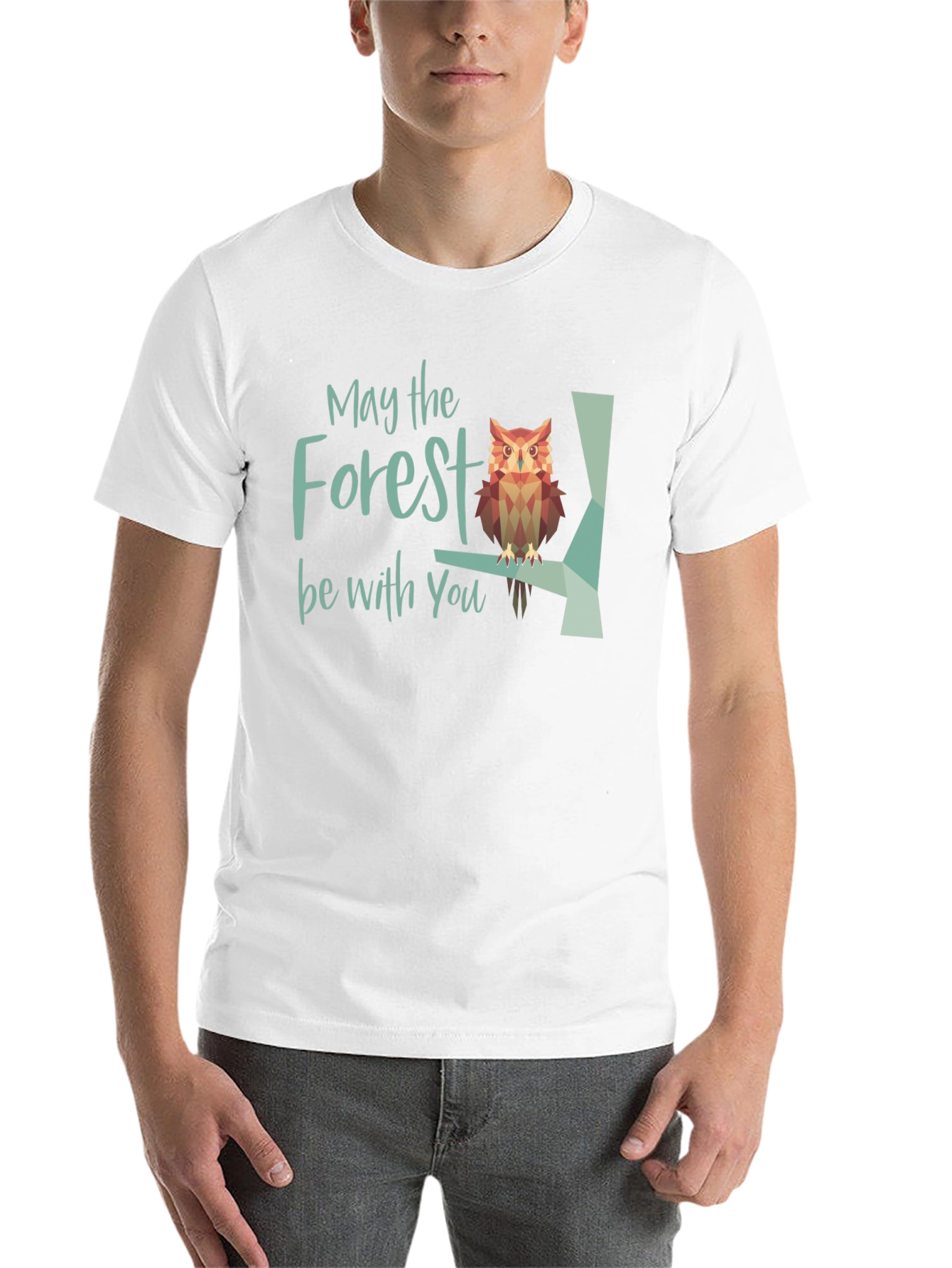 Black May the Forest Be With You Owl Graphic T-Shirt view 14
