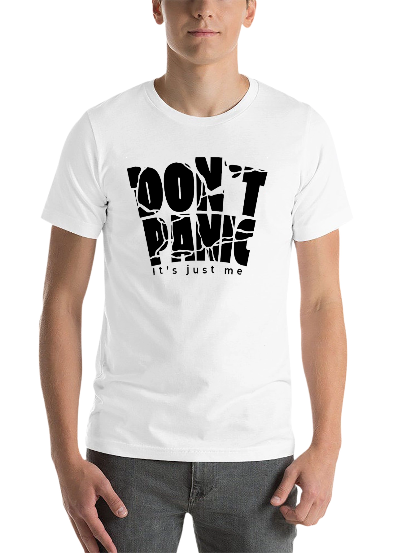 Black Don't Panic Graphic Black T-Shirt view 14