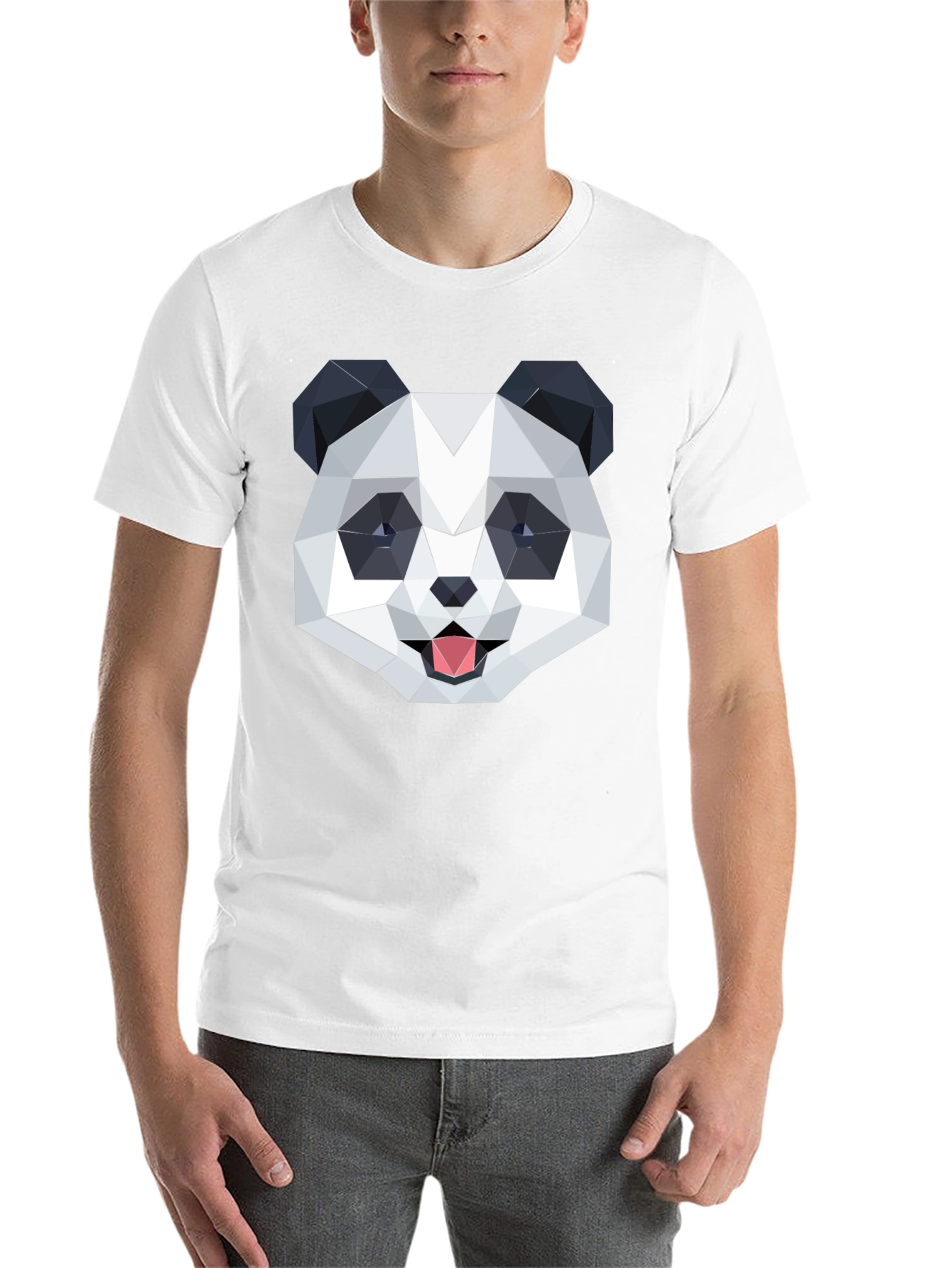 Black Geometric Panda Graphic Black T-Shirt view 14