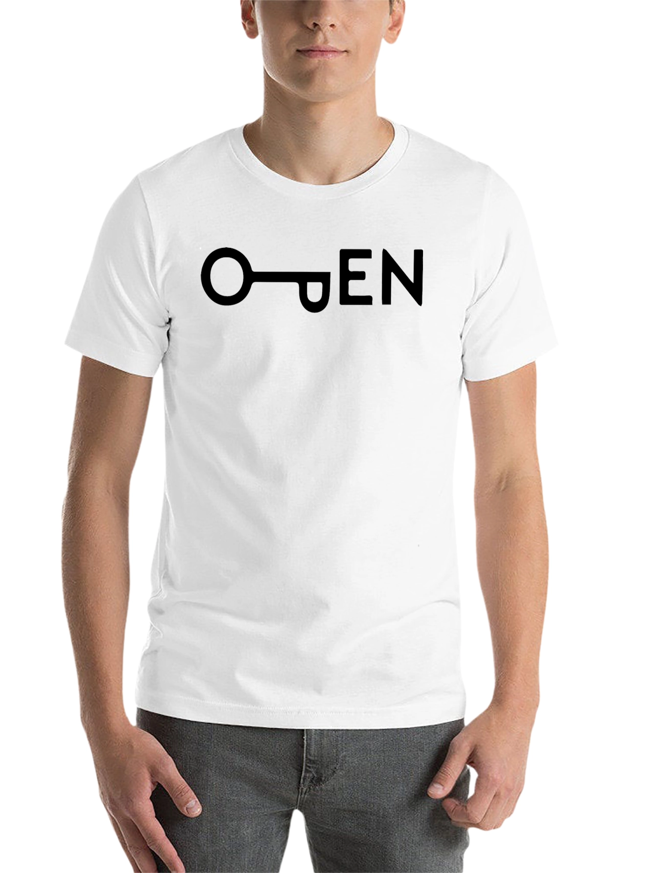 Black Open Mind T-Shirt - Unisex Crew Neck Tee view 14