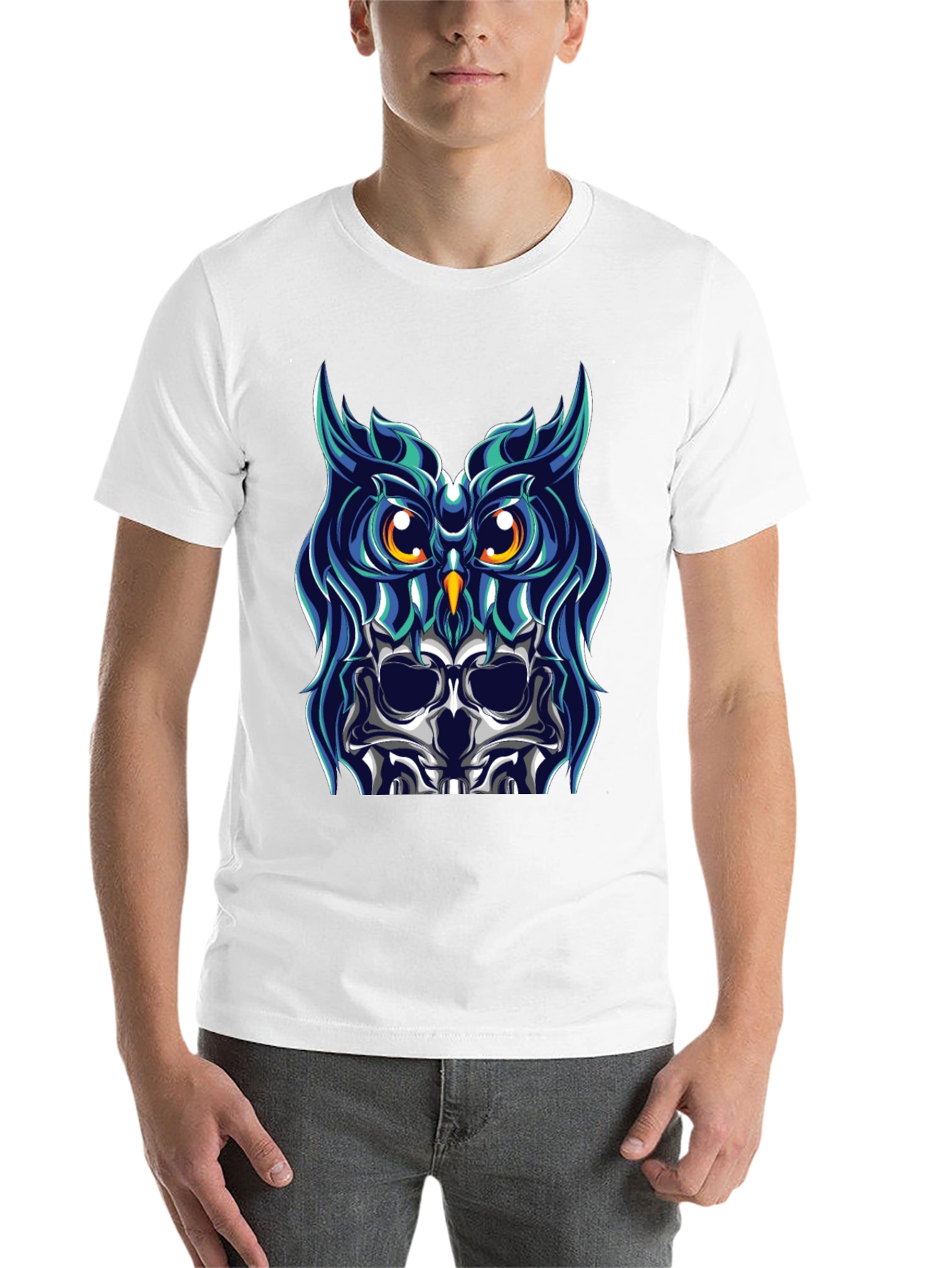 Black Owl Skull Graphic Tee - Unique Design view 14