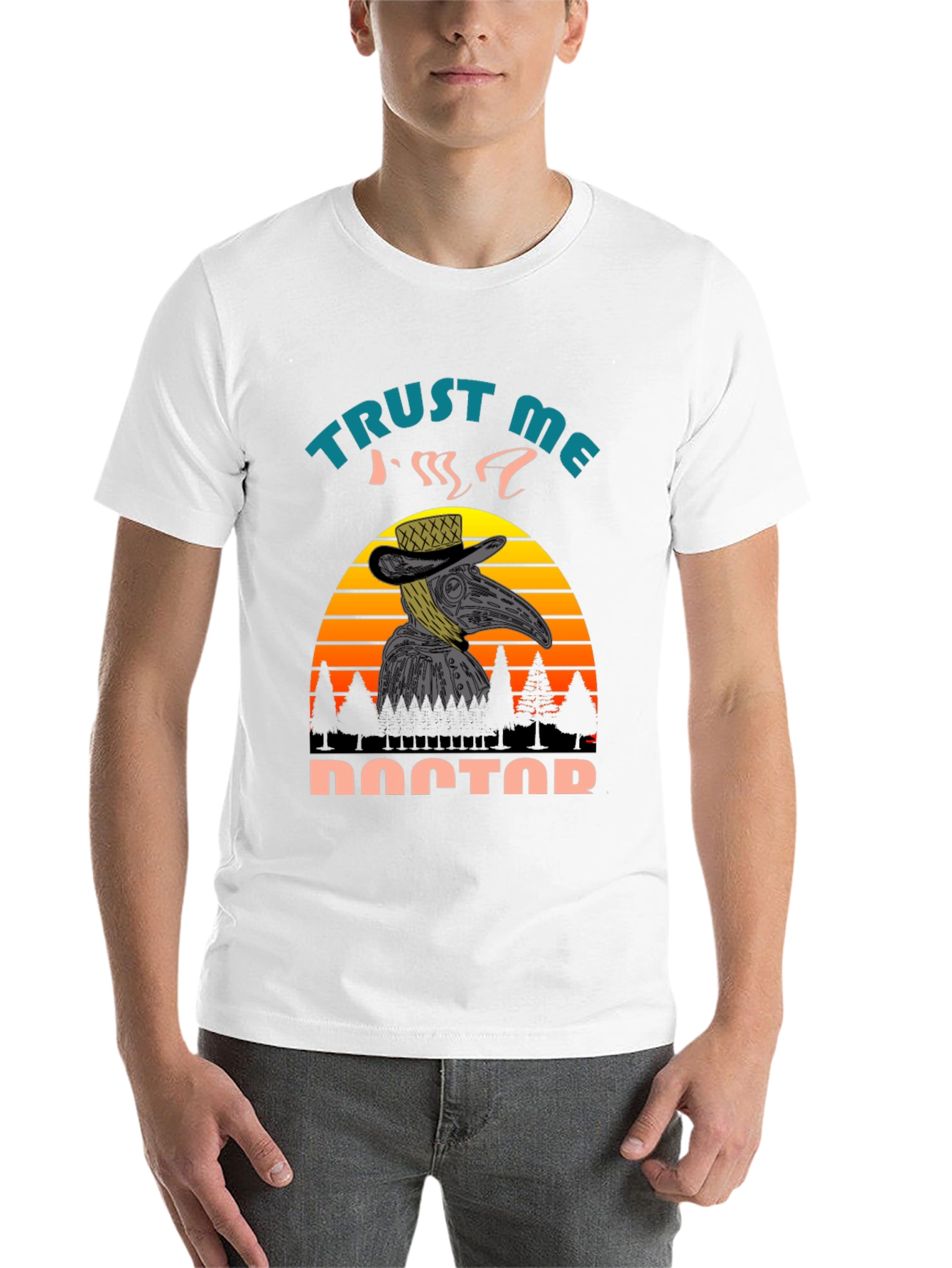 Black Trust Me I'm A Doctor Plague T-Shirt Retro Sunset view 14