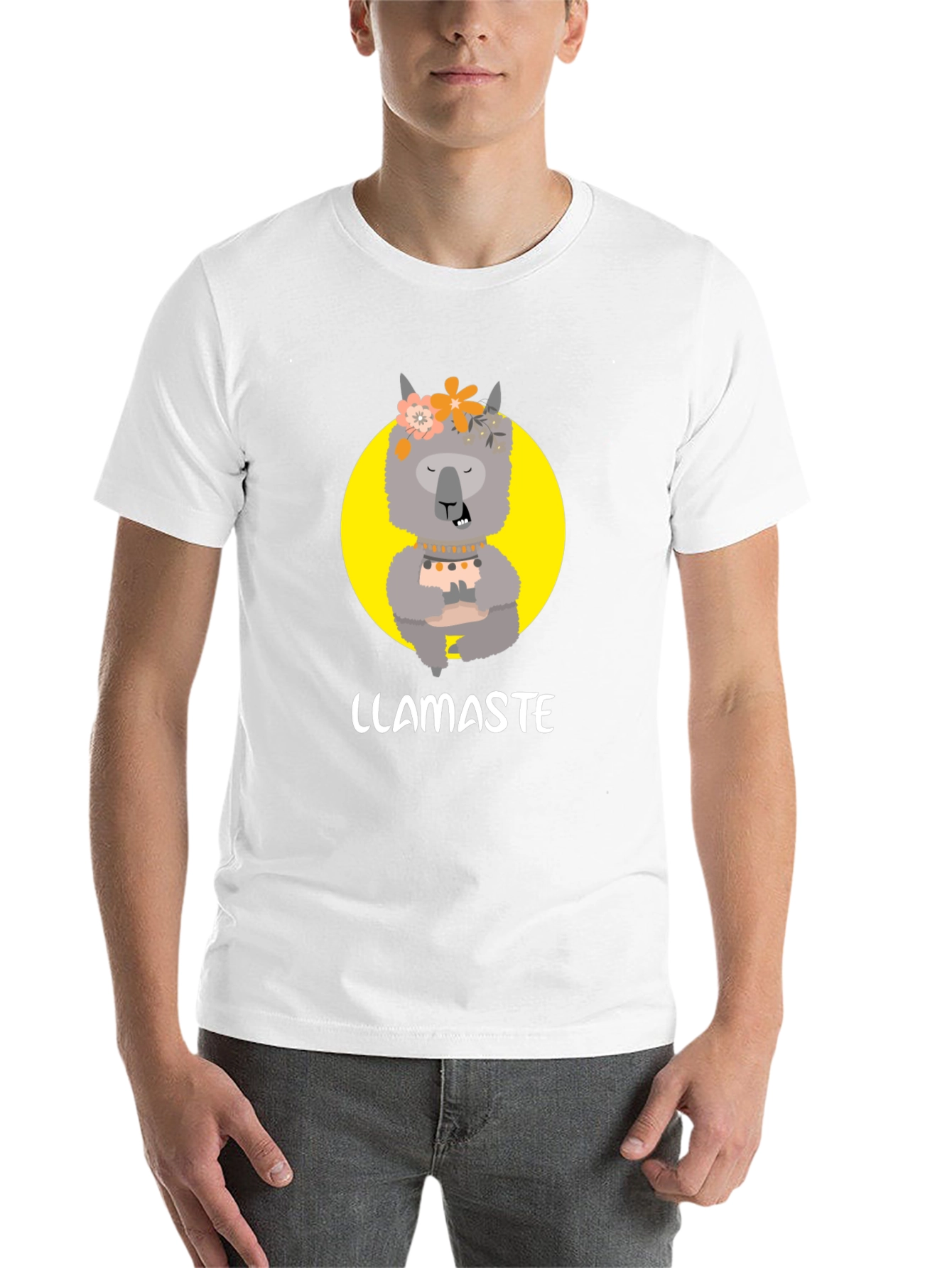 Black Llamaste Graphic Tee - Funny Llama Yoga T-Shirt view 14