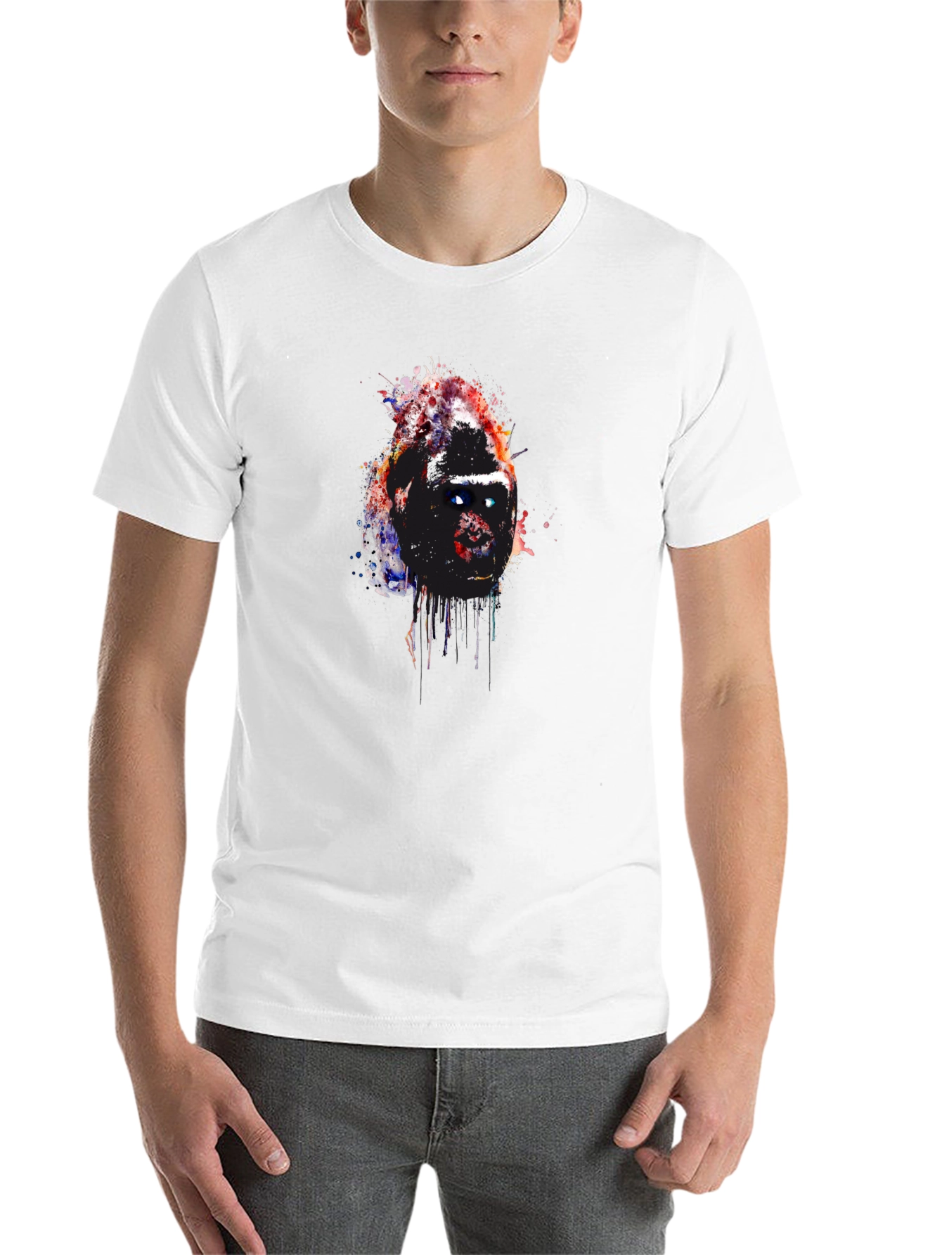 Black Abstract Gorilla Graphic Black T-Shirt view 14